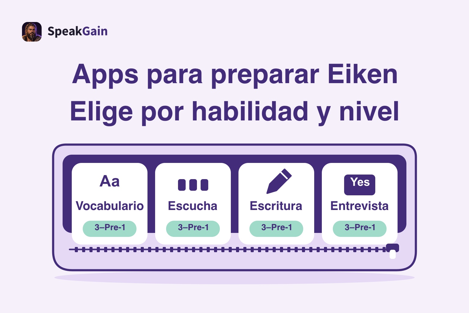 Cuatro tarjetas de vocabulario, escucha, escritura y entrevista en un estuche con cremallera