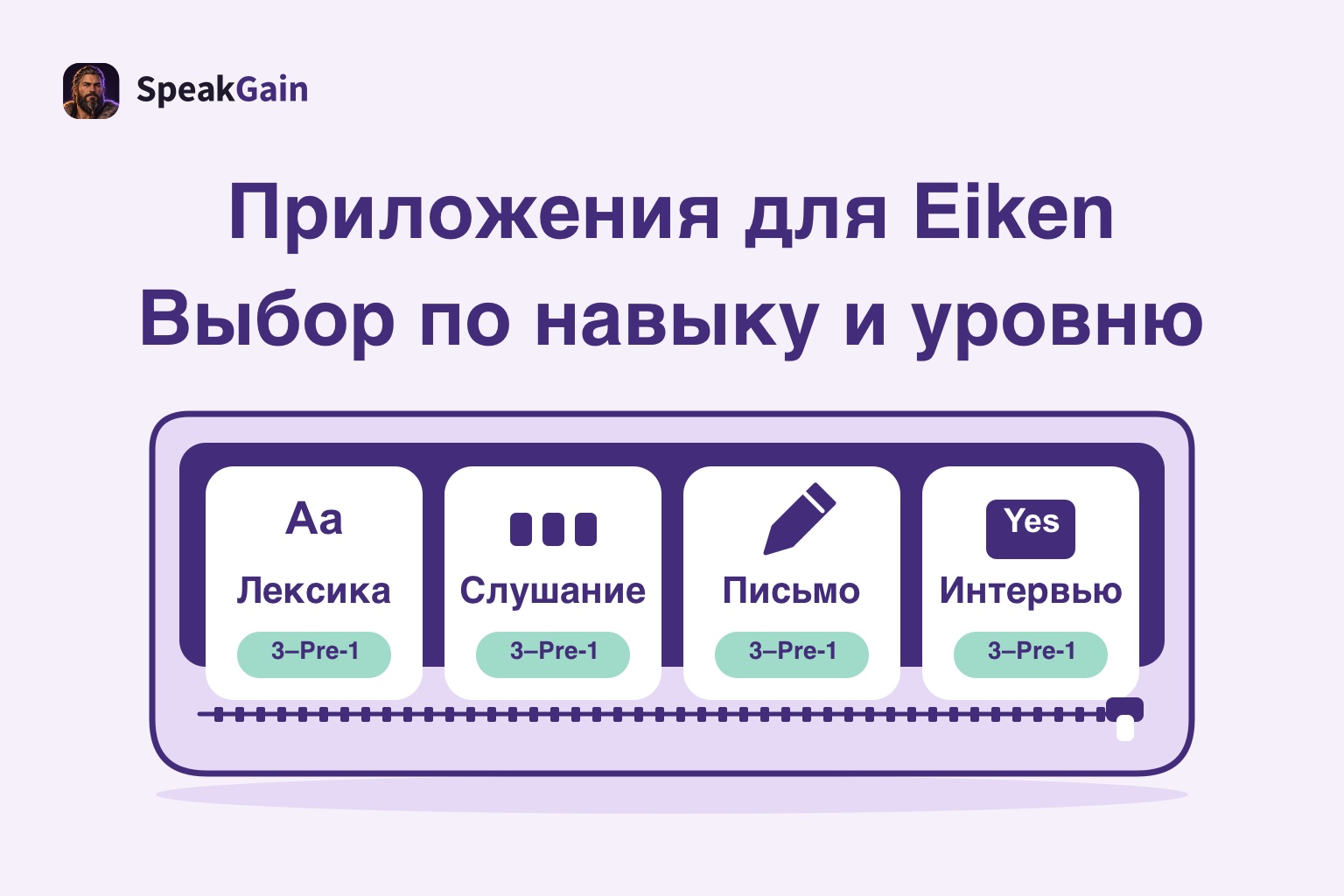 Четыре карточки лексики, аудирования, письма и собеседования в пенале на молнии