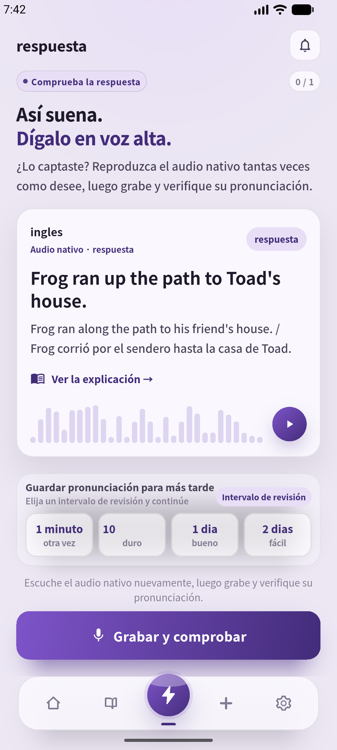 Revela, vuelve a escuchar y cuenta la acción sin mirar la pantalla.