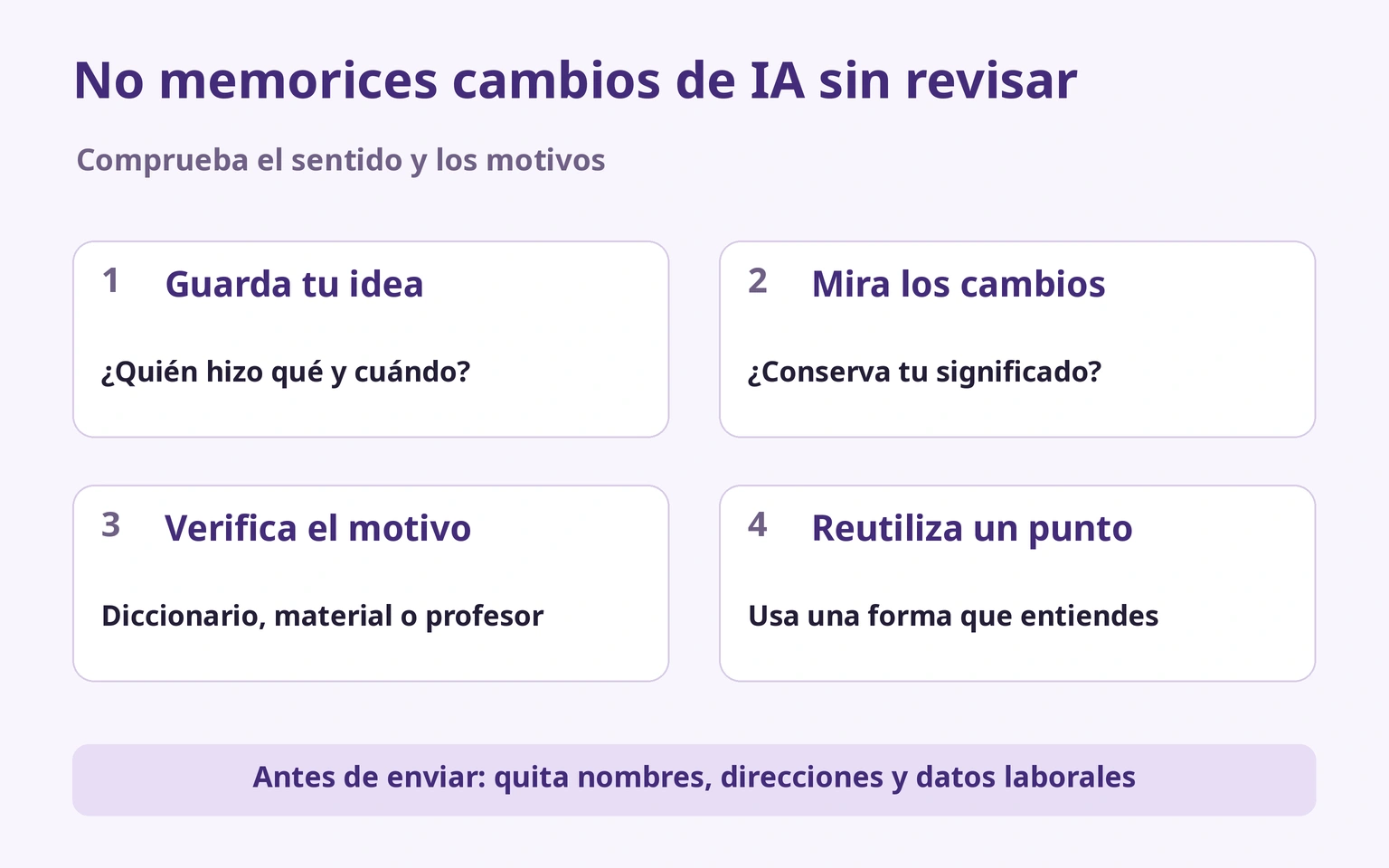 Conservar intención, revisar cambios, verificar y reutilizar