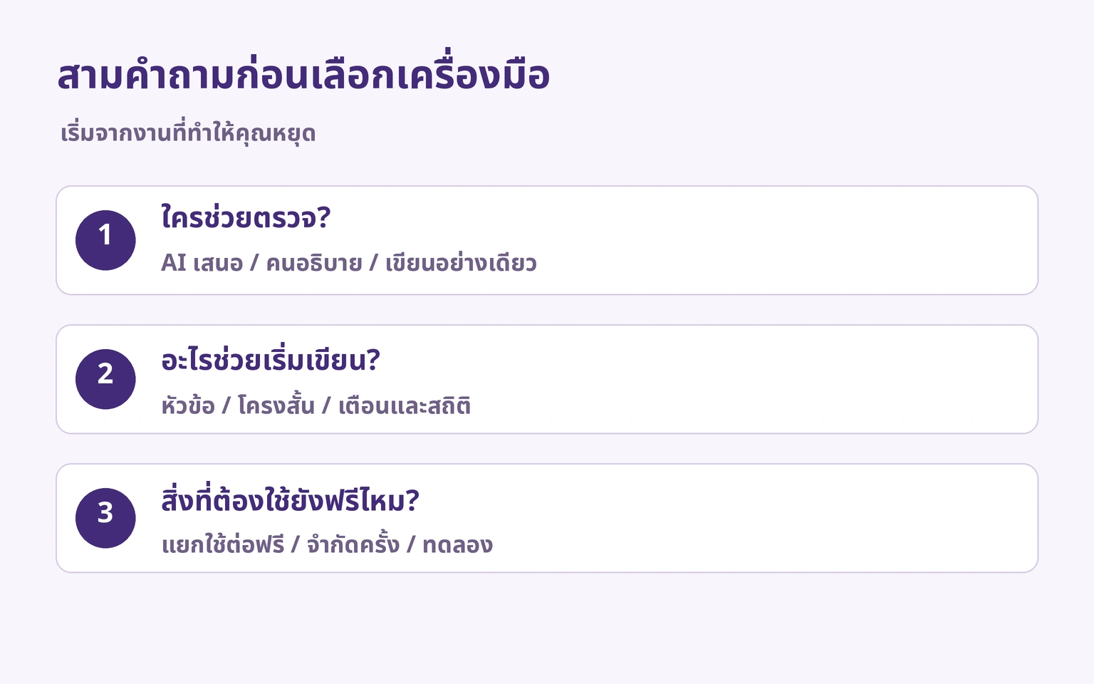 เลือกผู้แก้ ตัวช่วยเริ่ม และส่วนที่ยังฟรี