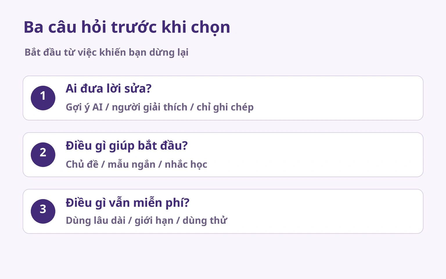 Chọn người sửa, hỗ trợ bắt đầu và phần còn miễn phí