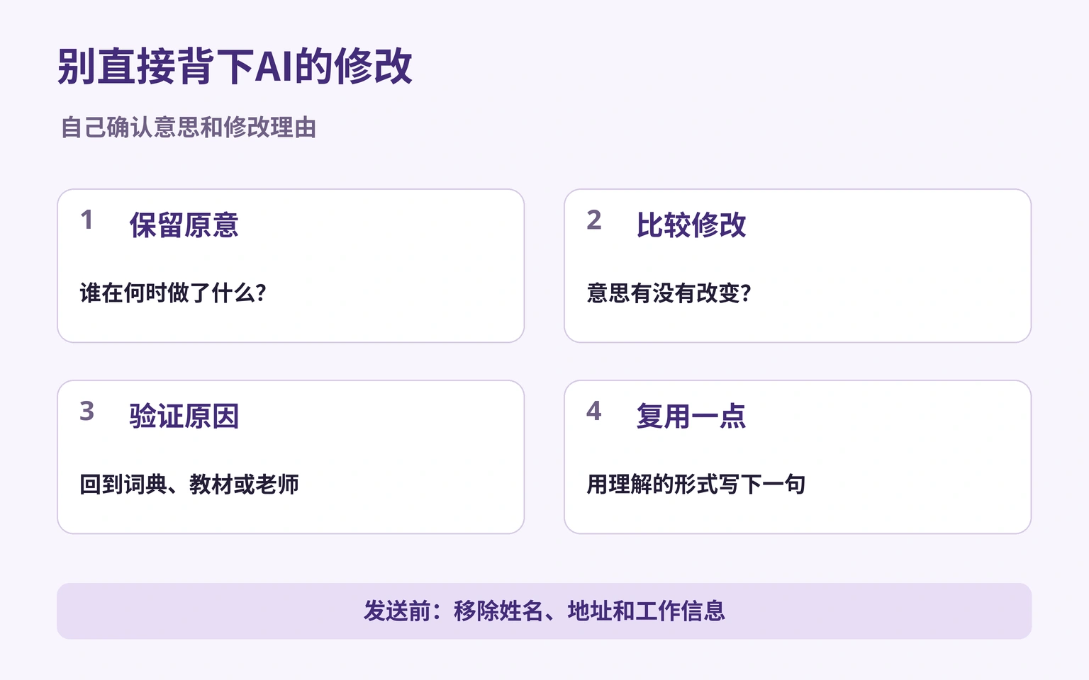 保留原意、比较修改、验证原因、复用一点
