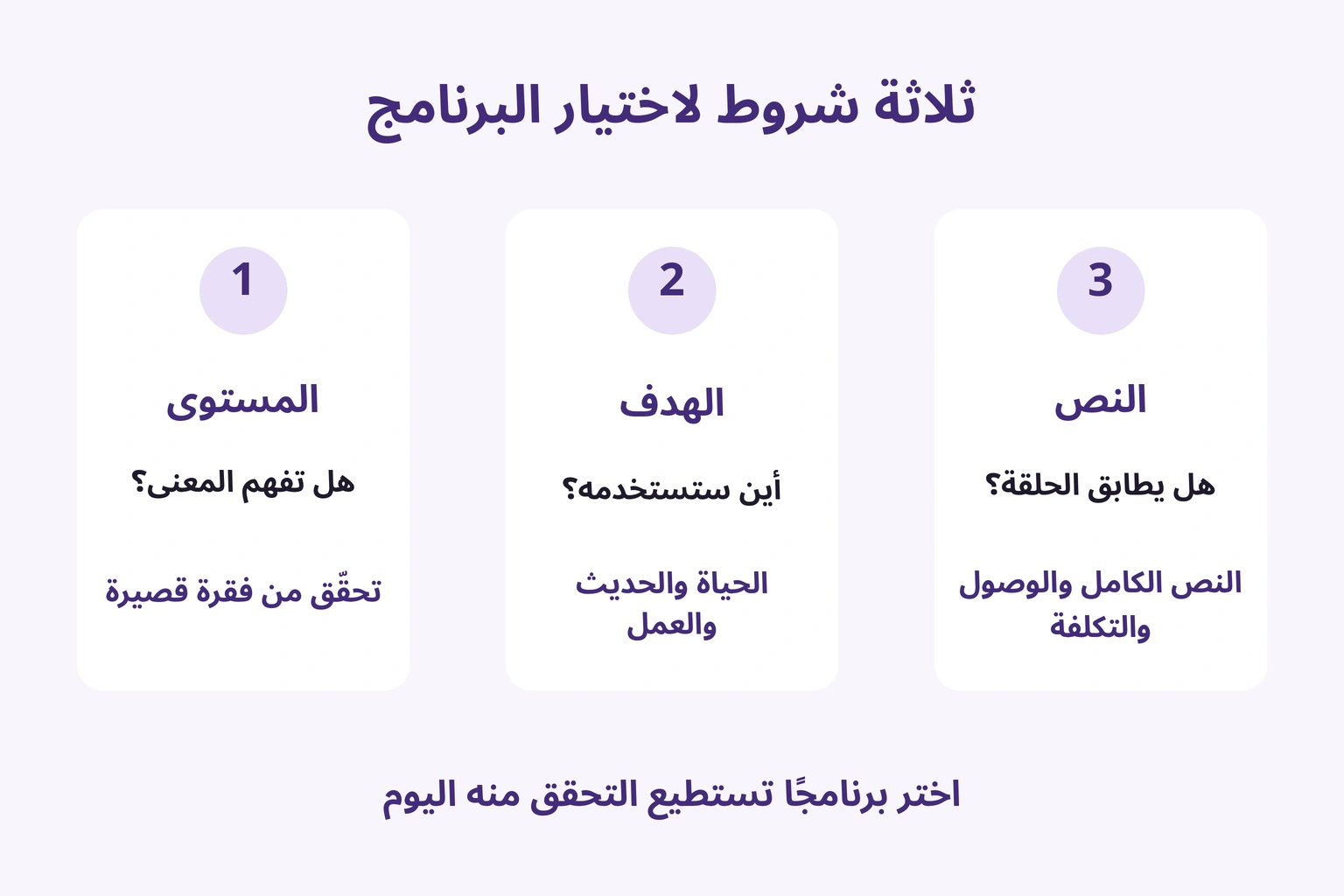 الاختيار حسب المستوى والهدف ونص الحلقة نفسها