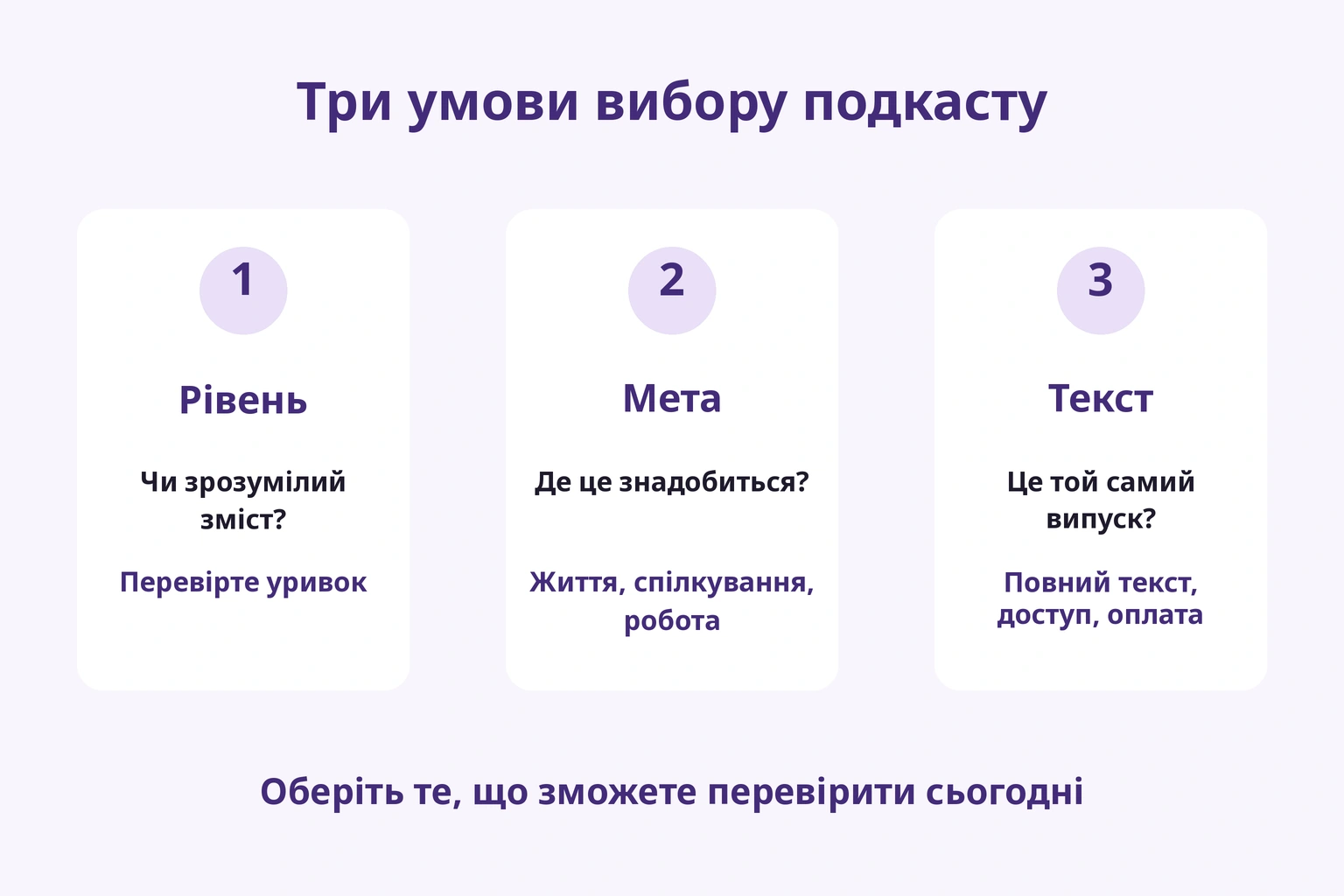 Вибір за рівнем, метою й текстом того самого випуску