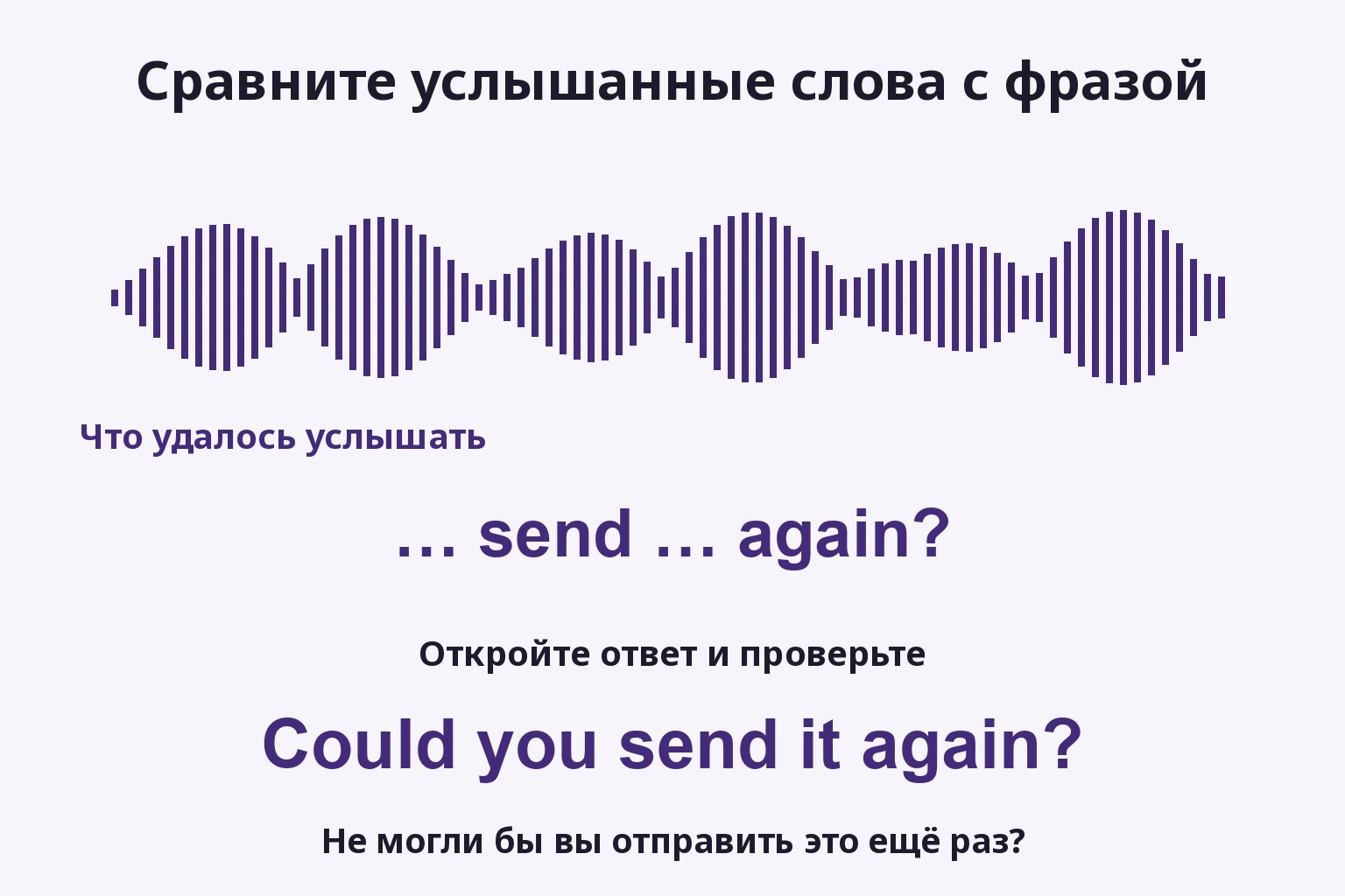 Сравните услышанные слова с фразой