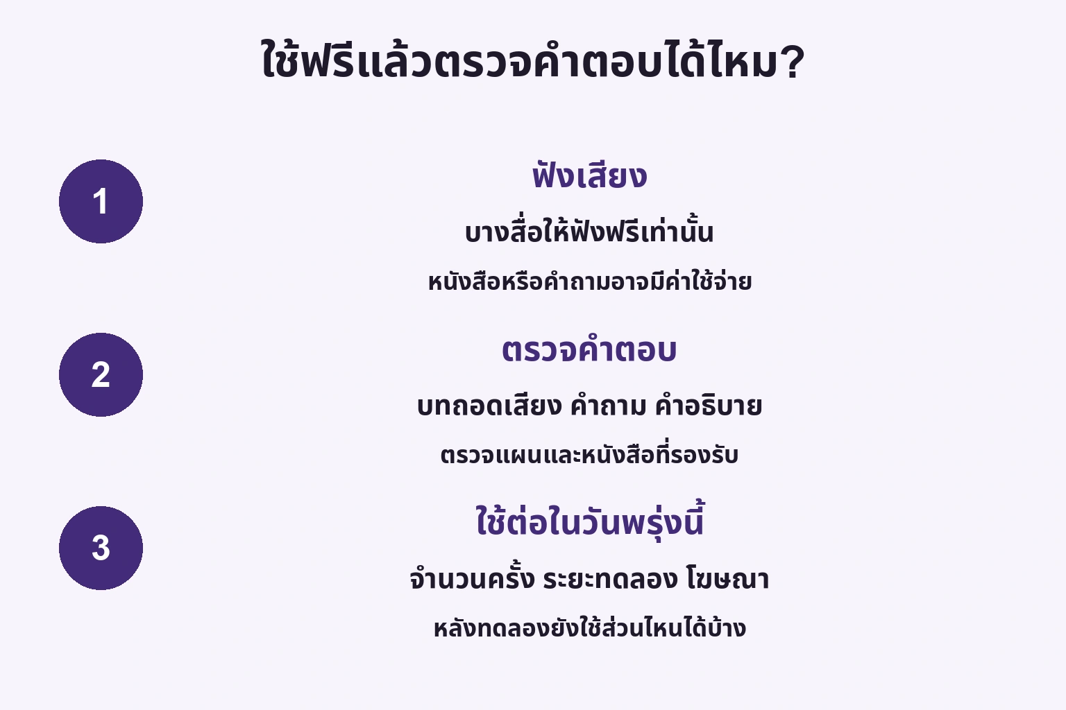 ใช้ฟรีแล้วตรวจคำตอบได้ไหม?