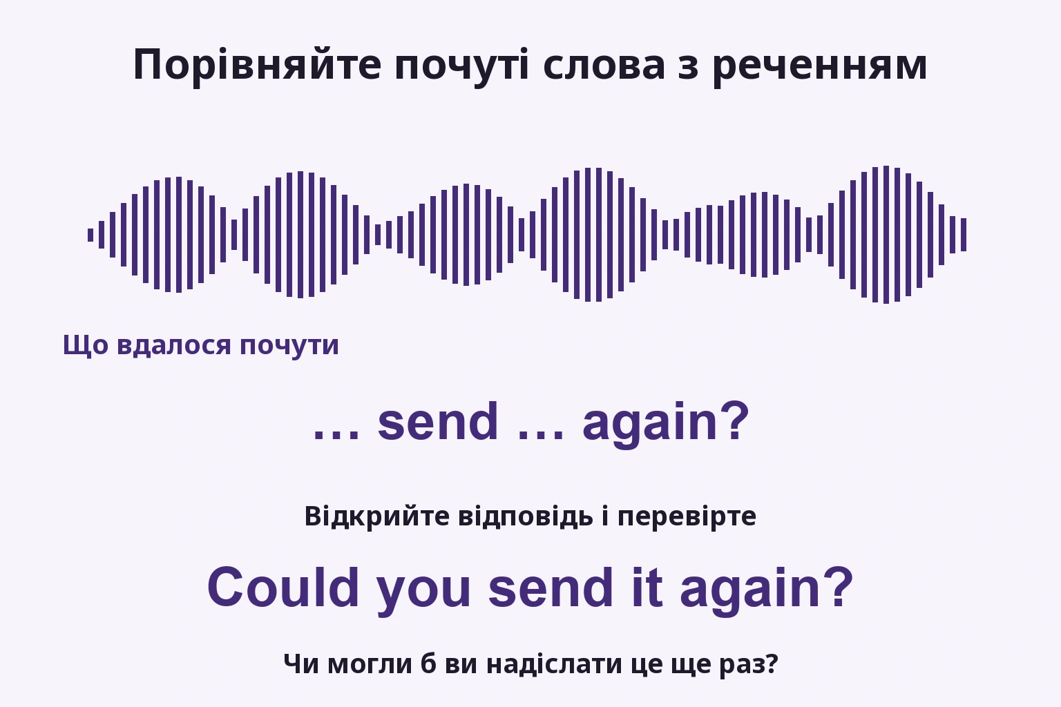 Порівняйте почуті слова з реченням