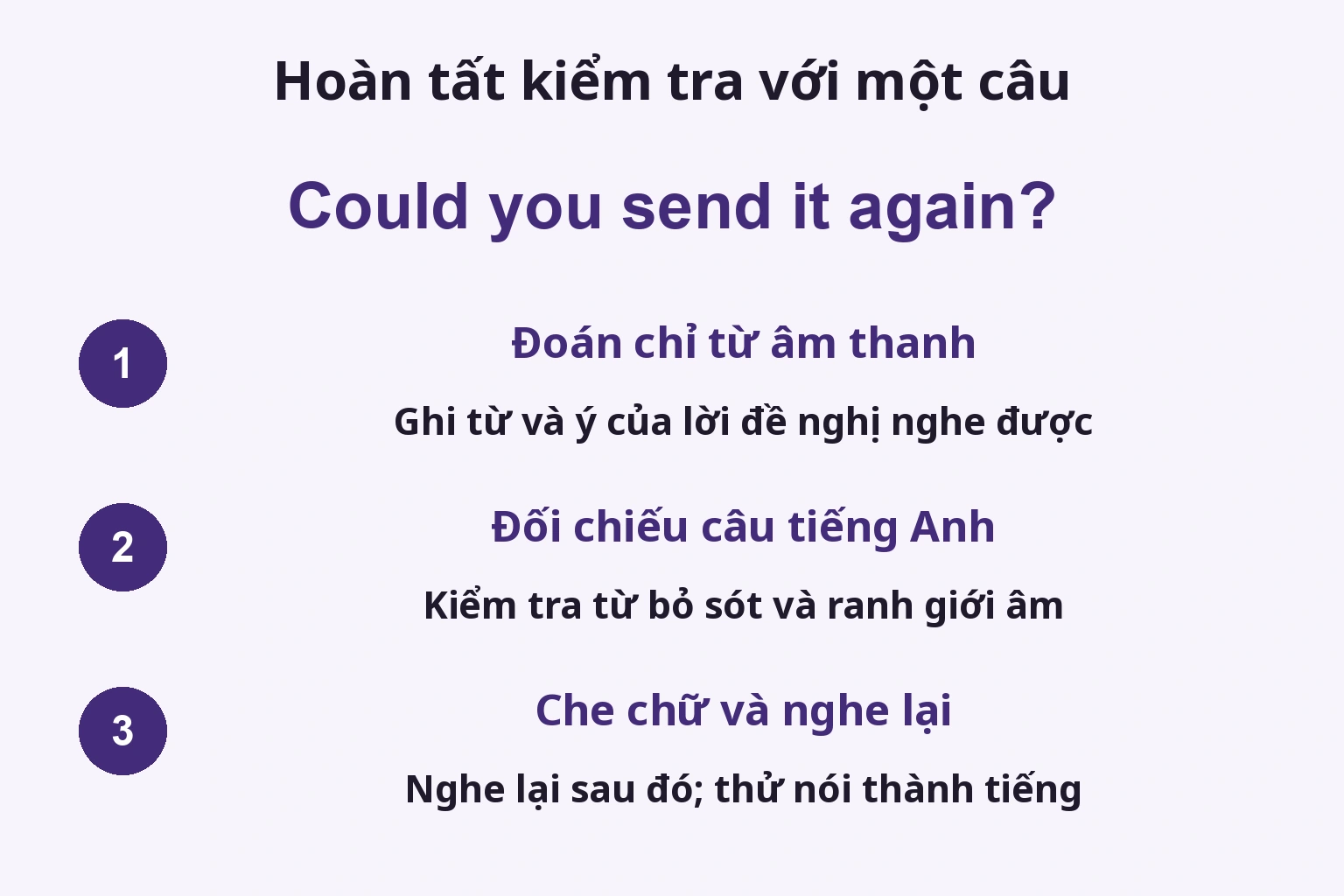 Hoàn tất kiểm tra với một câu