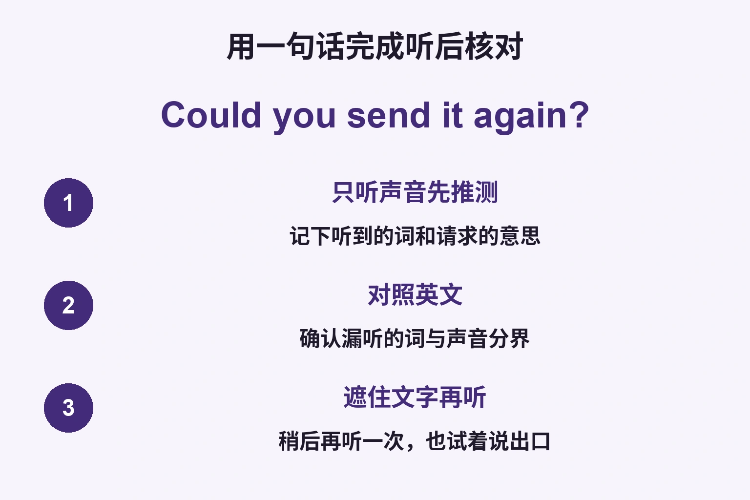用一句话完成听后核对