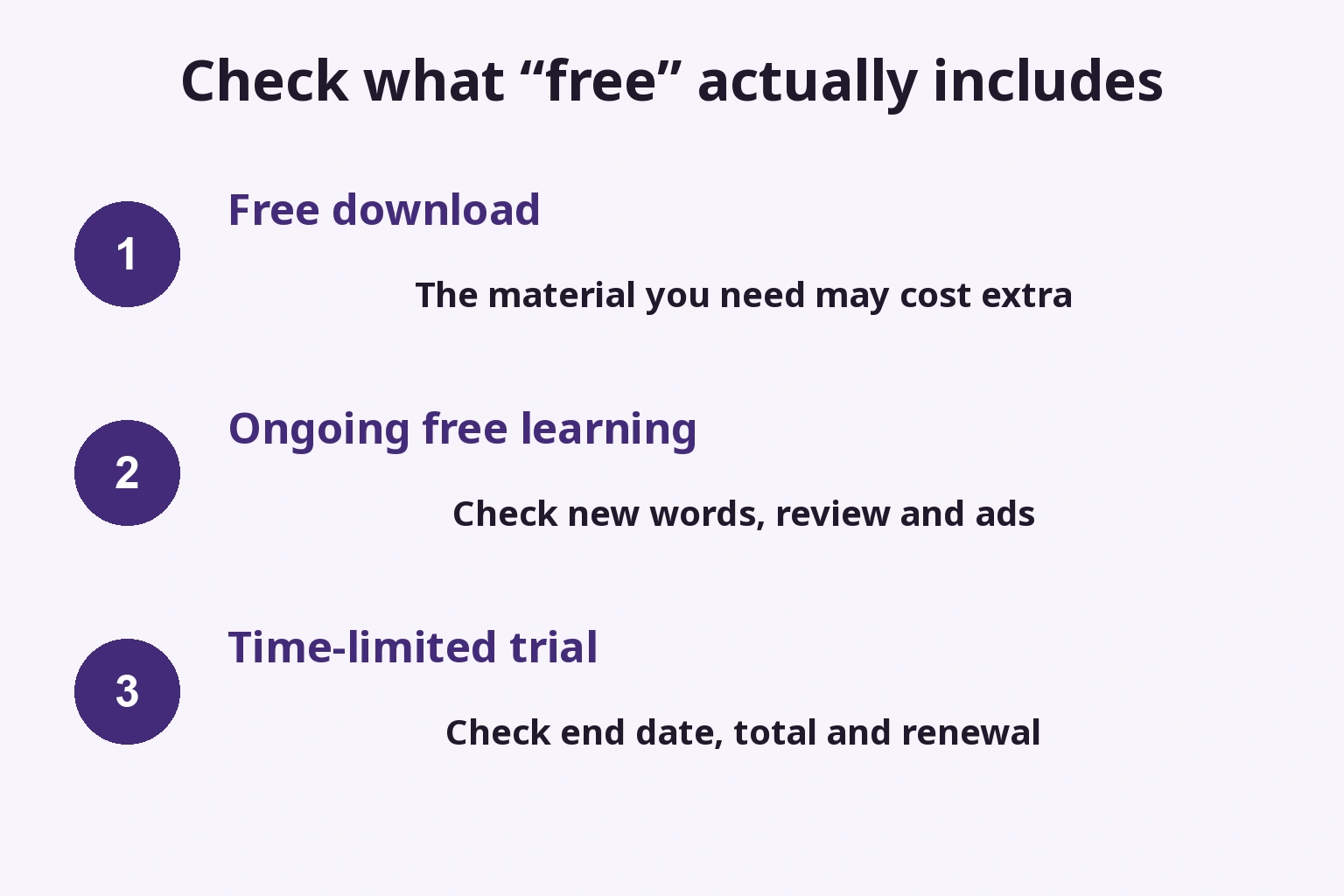 Free download, ongoing free learning and a limited trial are compared