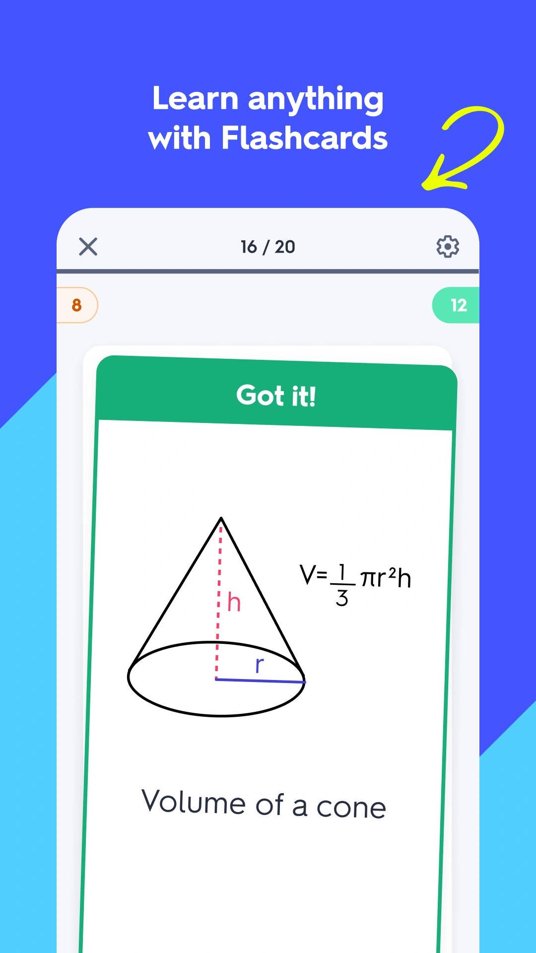 Quizlet公式のカードをめくる学習例で、図と答えを示している状態