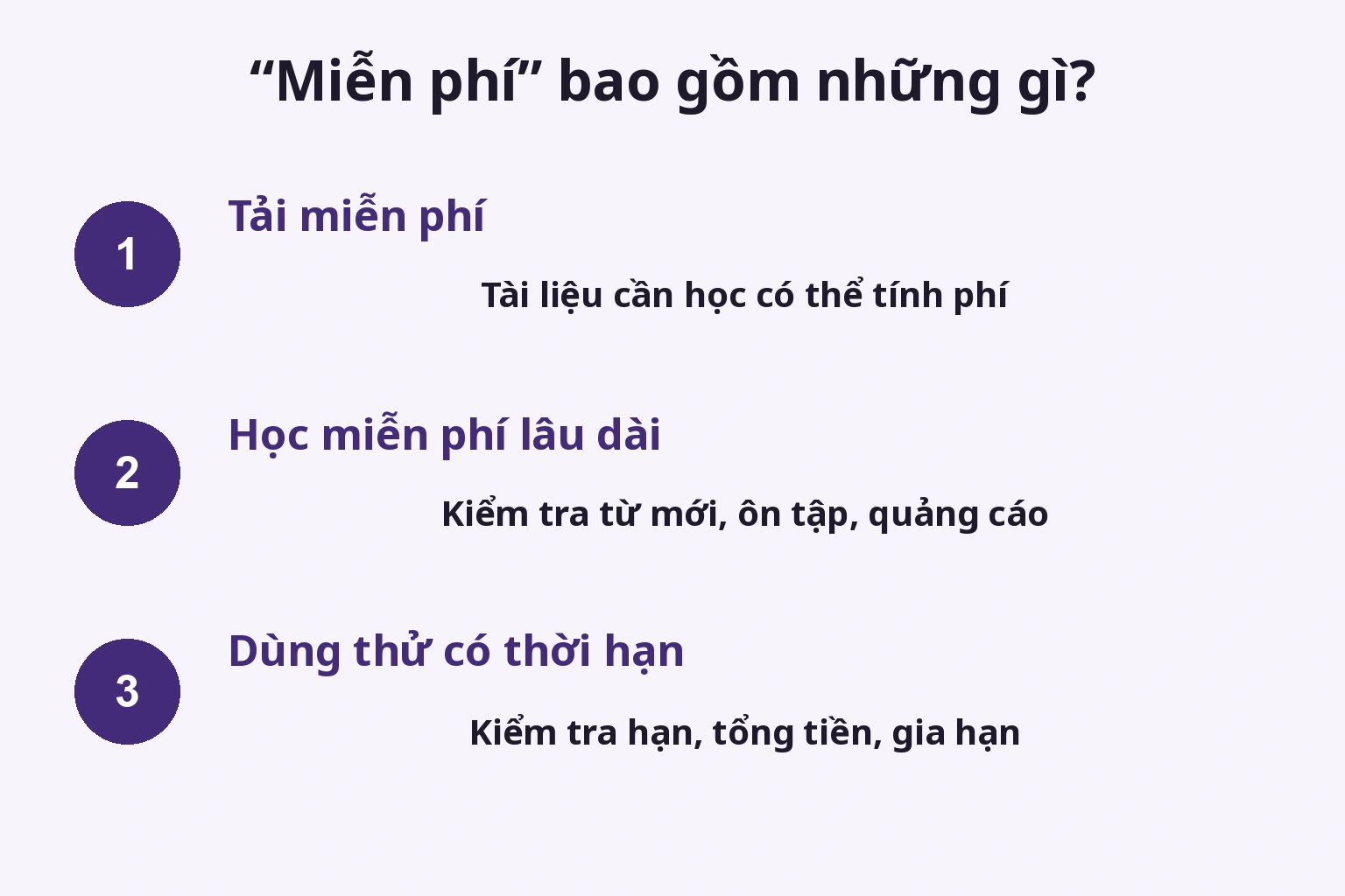 Tải miễn phí, học miễn phí dài hạn và thử có thời hạn