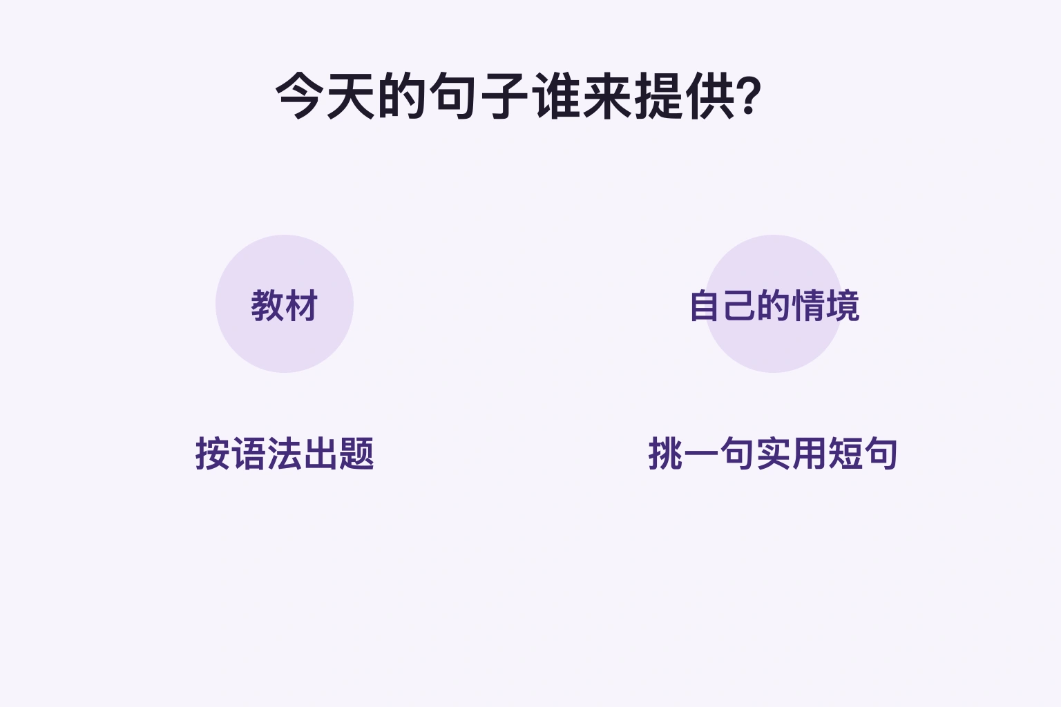 先选教材题目，或自己情境的一句话。