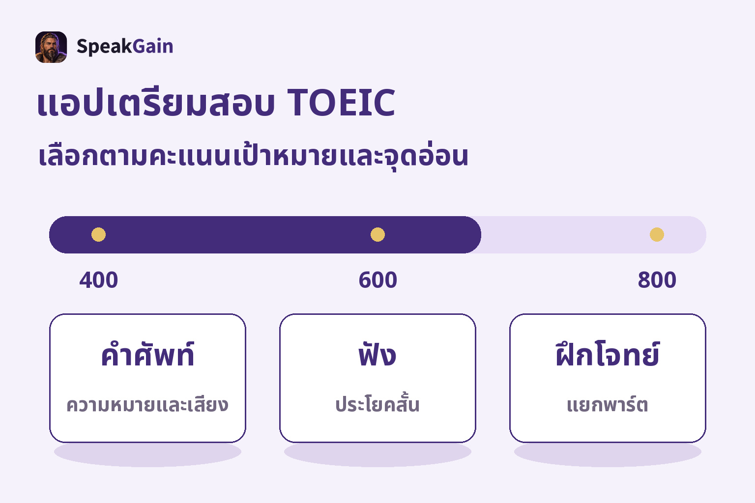 แอปเตรียมสอบ TOEIC — เลือกตามคะแนนเป้าหมายและจุดอ่อน