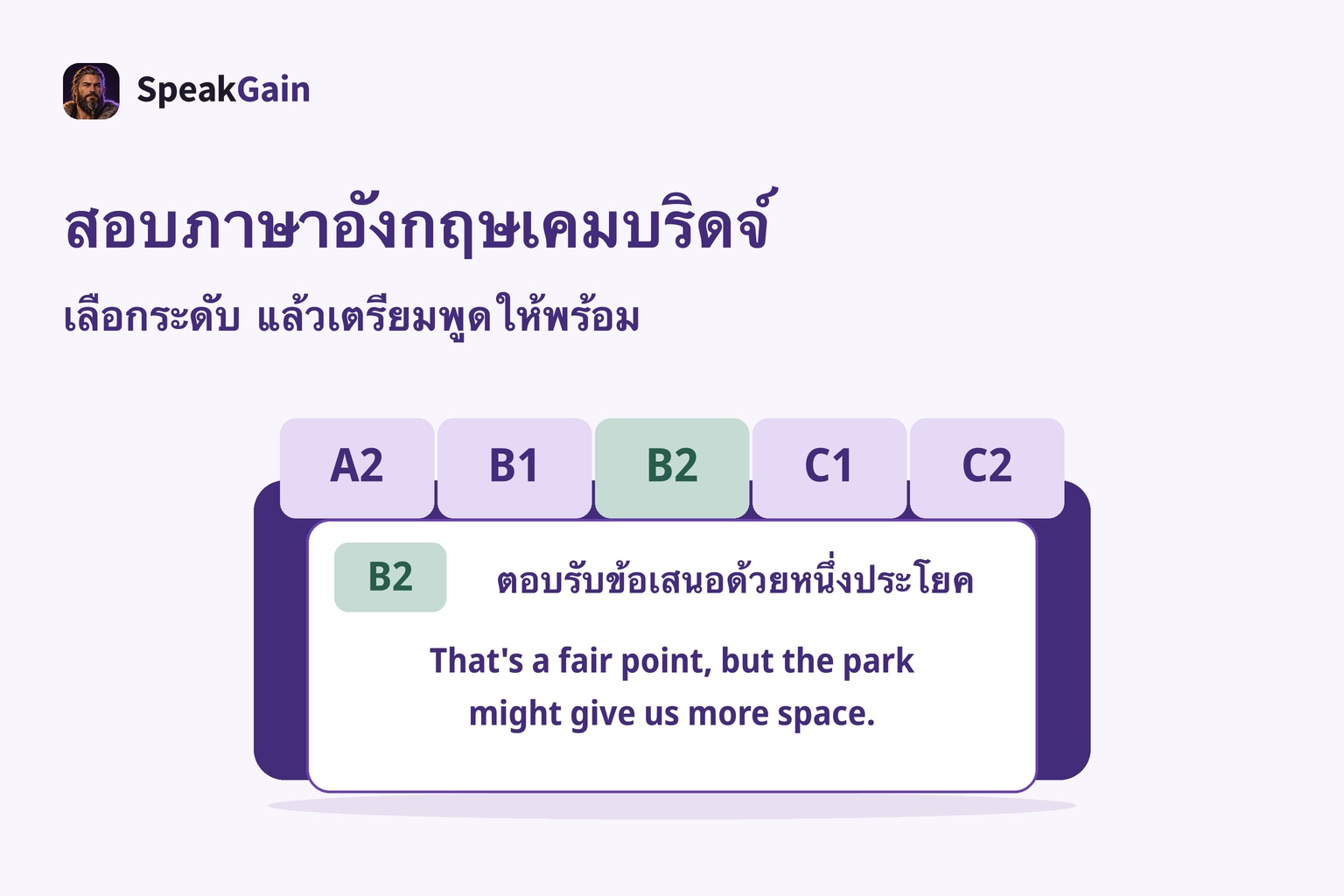 แถบแฟ้ม A2 ถึง C2 กับบัตร B2 ที่มีประโยคตอบรับคู่สนทนาครบถ้วน