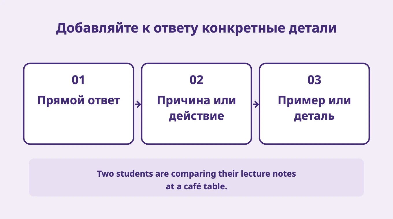 Добавляйте к ответу конкретные детали