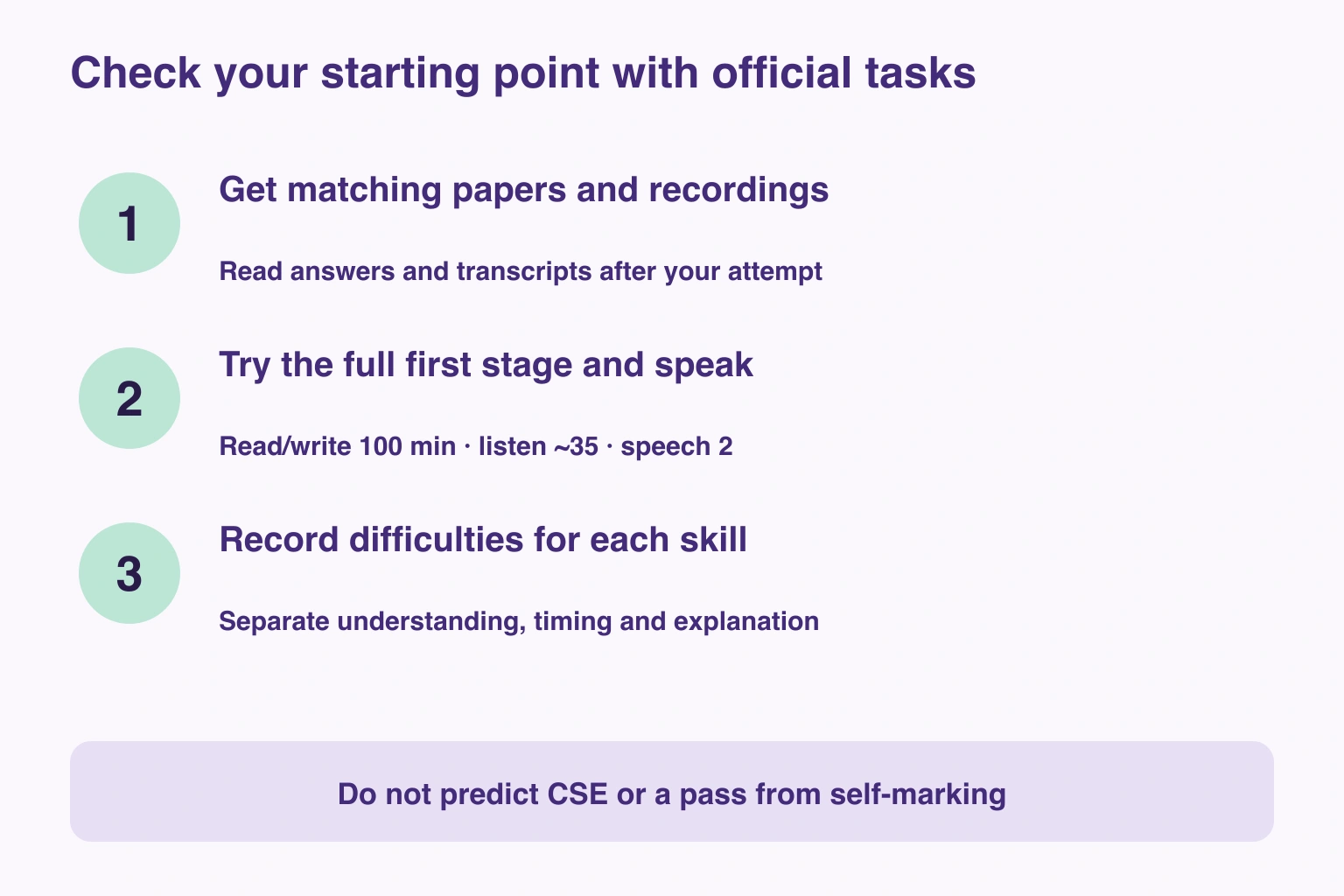 Check your starting point with official tasks