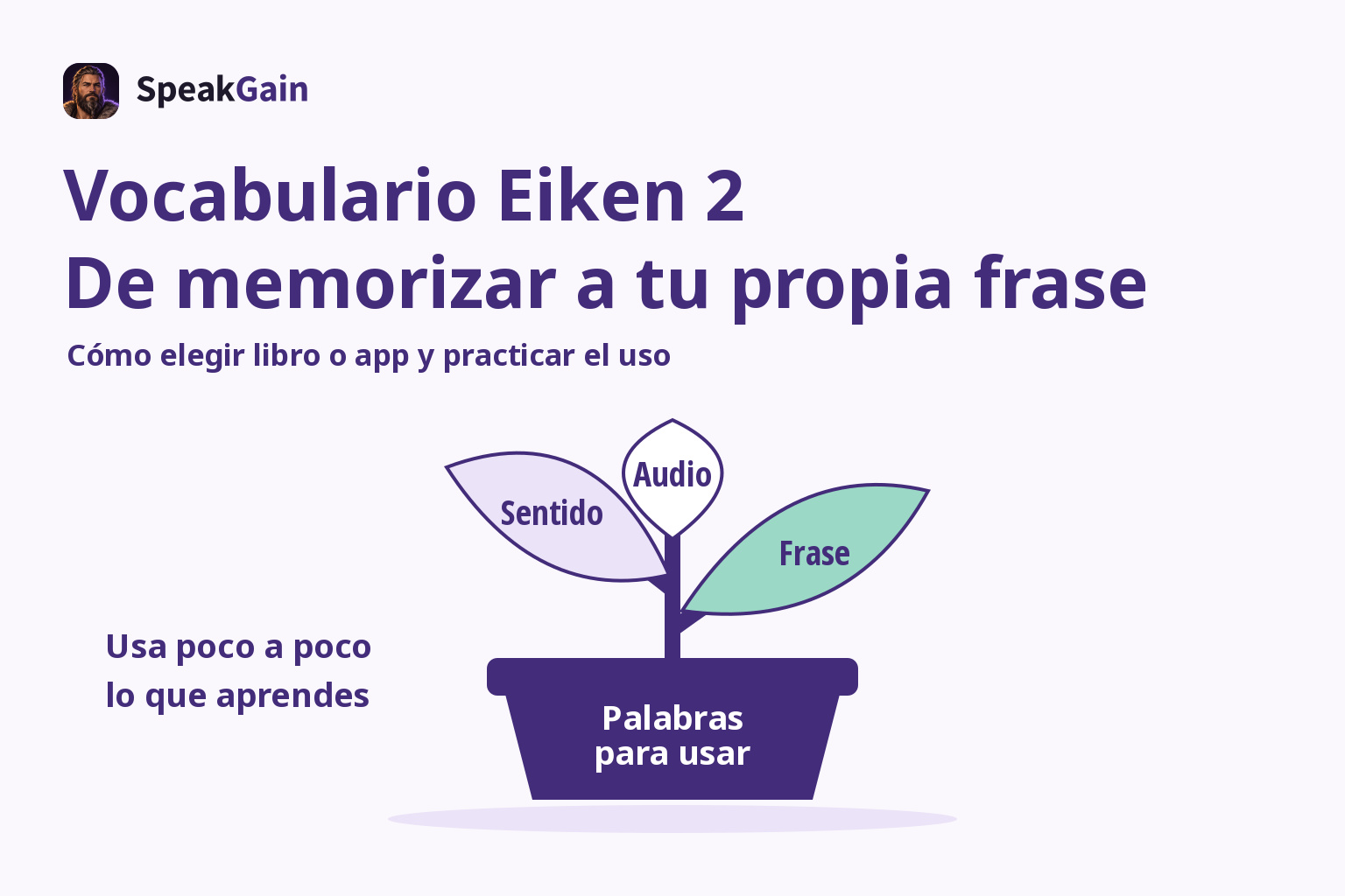 Una planta con hojas de significado, sonido y frase para representar vocabulario utilizable