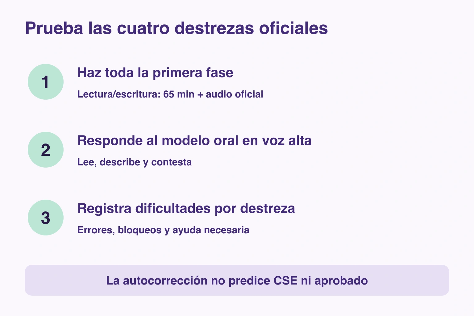 Prueba las cuatro destrezas oficiales