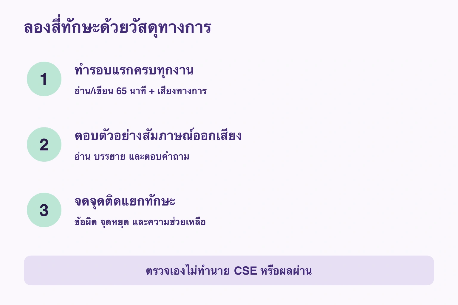 ลองสี่ทักษะด้วยวัสดุทางการ
