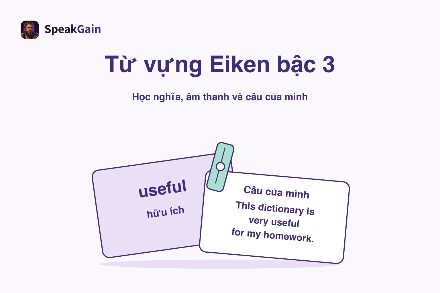Kẹp giữ thẻ useful cùng nghĩa tiếng Việt và thẻ câu luyện của mình
