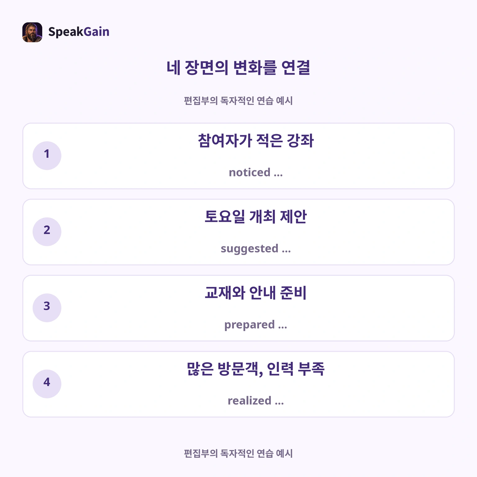공식 카드 재현이 아닌 독자적 상황의 네 변화를 연결하는 그림입니다.
