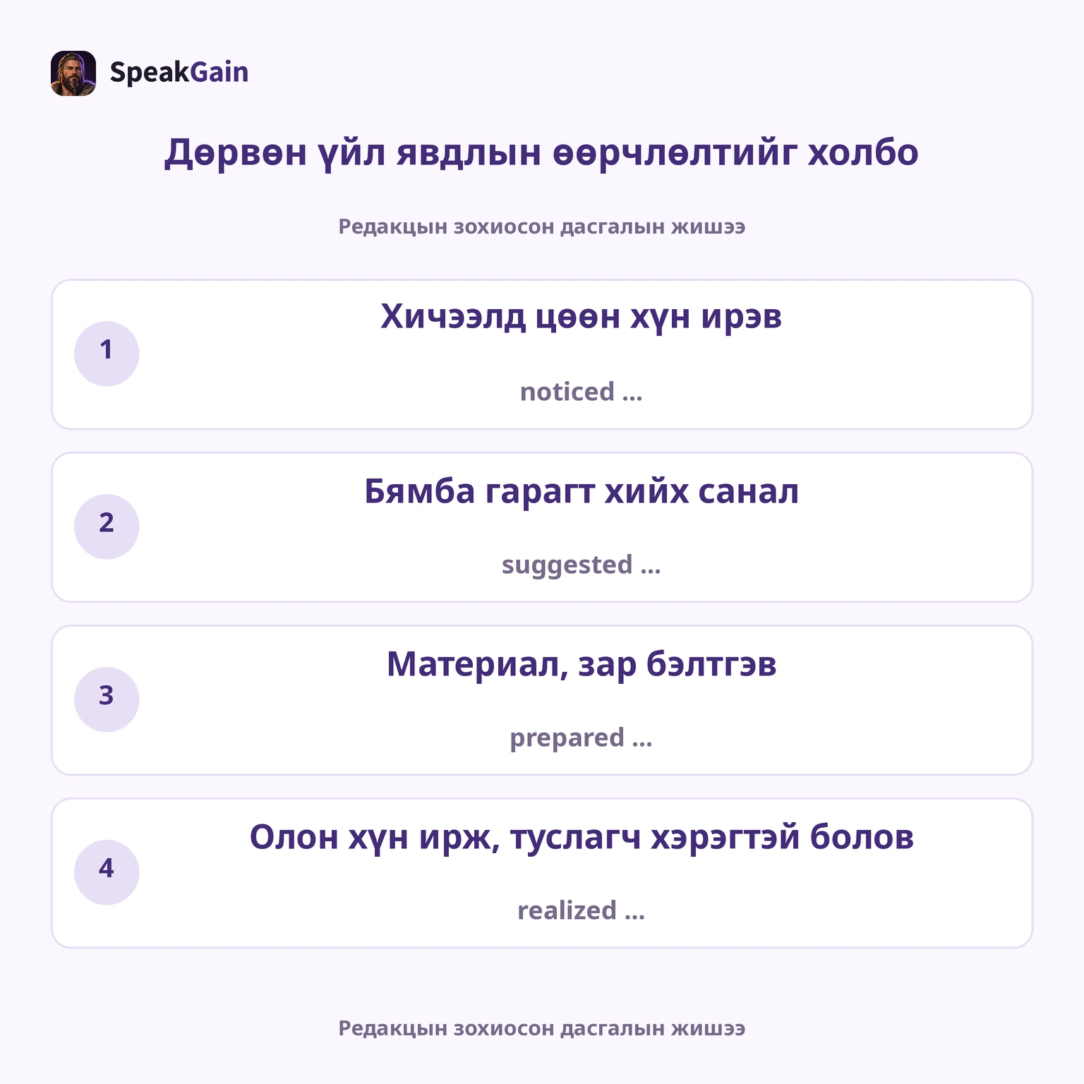 Өөрийн нөхцөлийн дөрвөн өөрчлөлт, албан картын хуулбар биш.