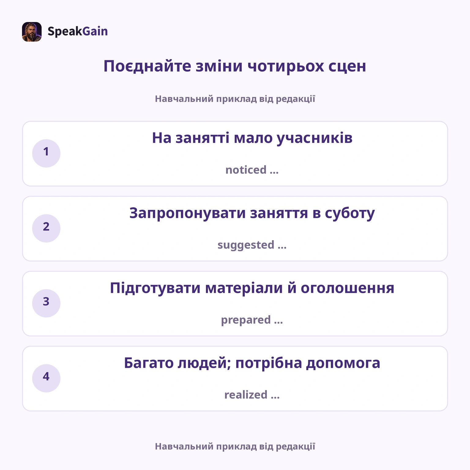 Чотири зміни власного сюжету, не копія офіційної картки.