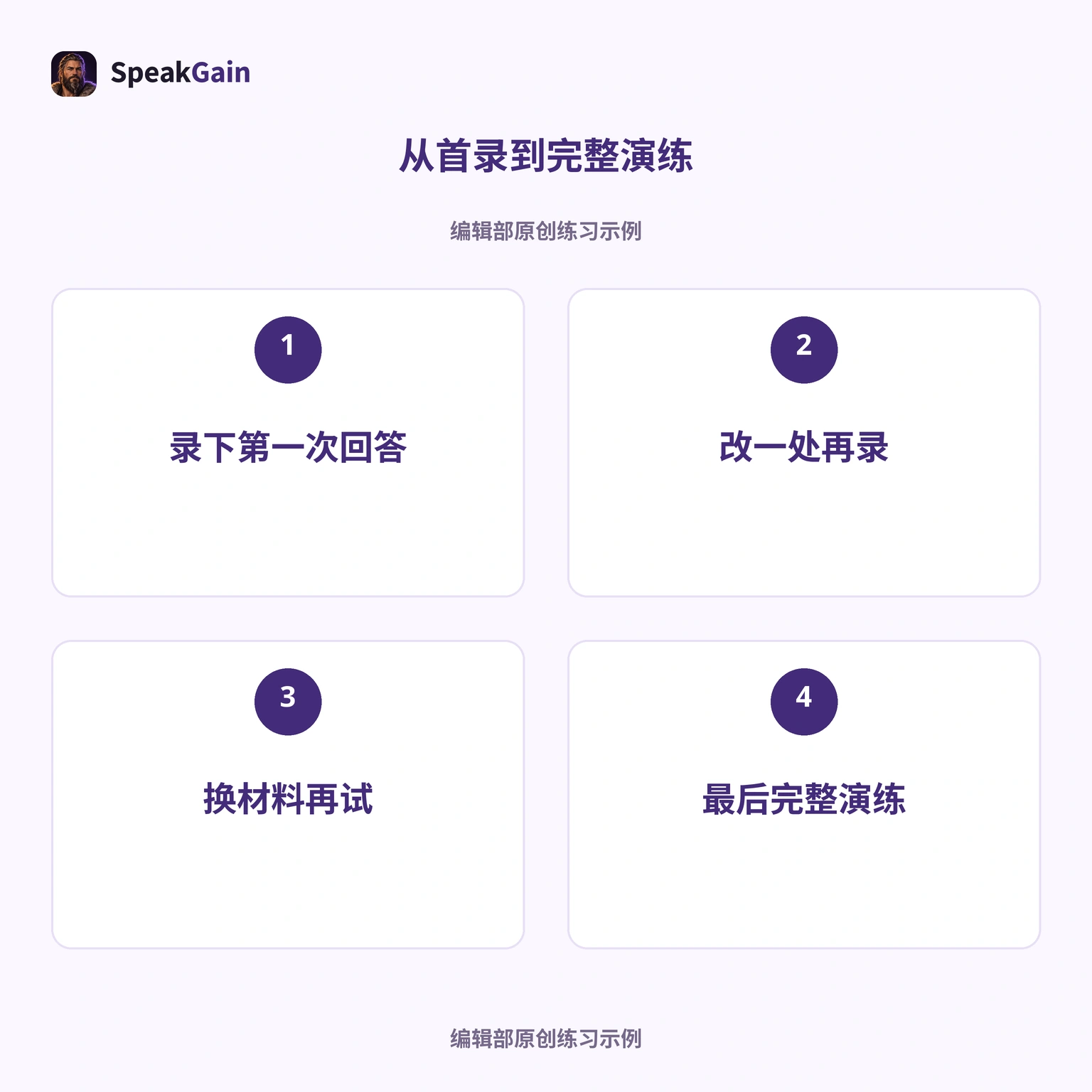首录→改一处→换材料→完整演练。