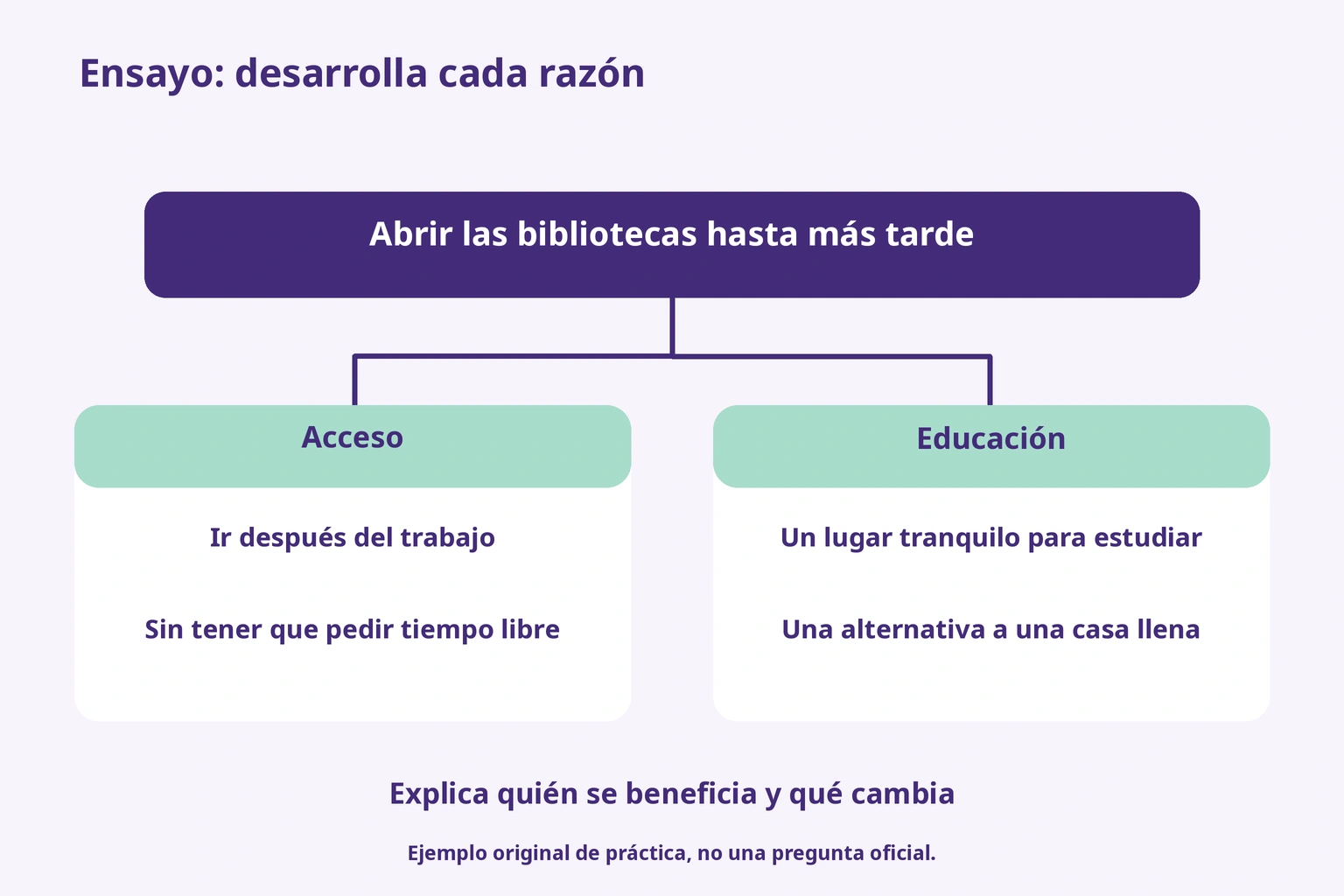 Ensayo: desarrolla cada razón — Abrir las bibliotecas hasta más tarde