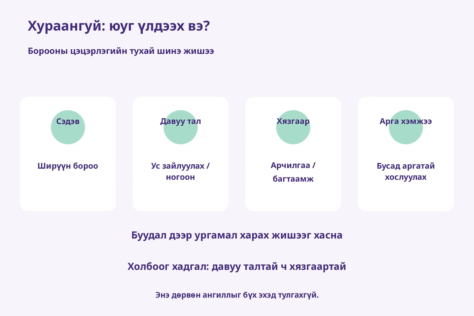 Хураангуй: юуг үлдээх вэ? — Борооны цэцэрлэгийн тухай шинэ жишээ