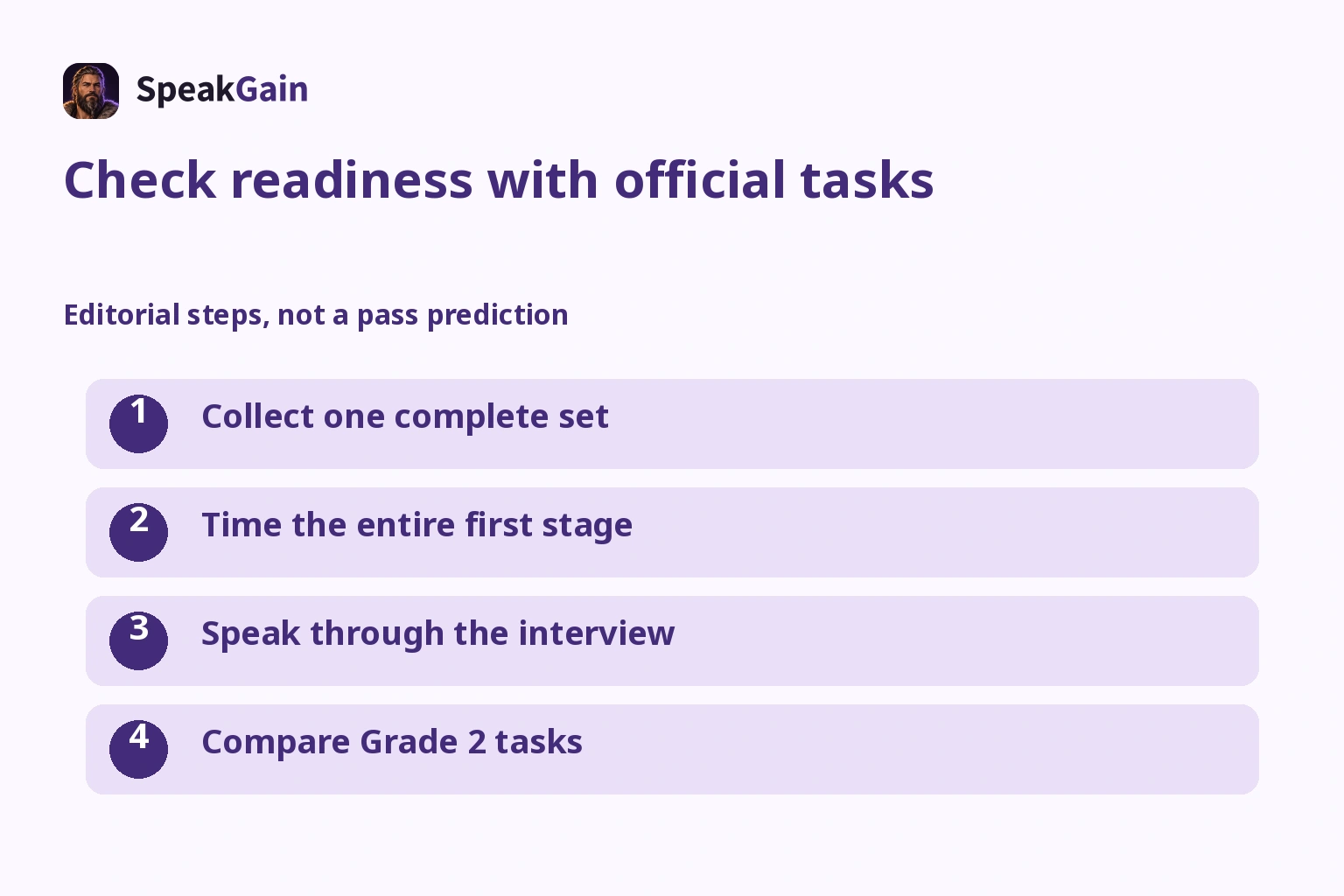 Check readiness with official tasks