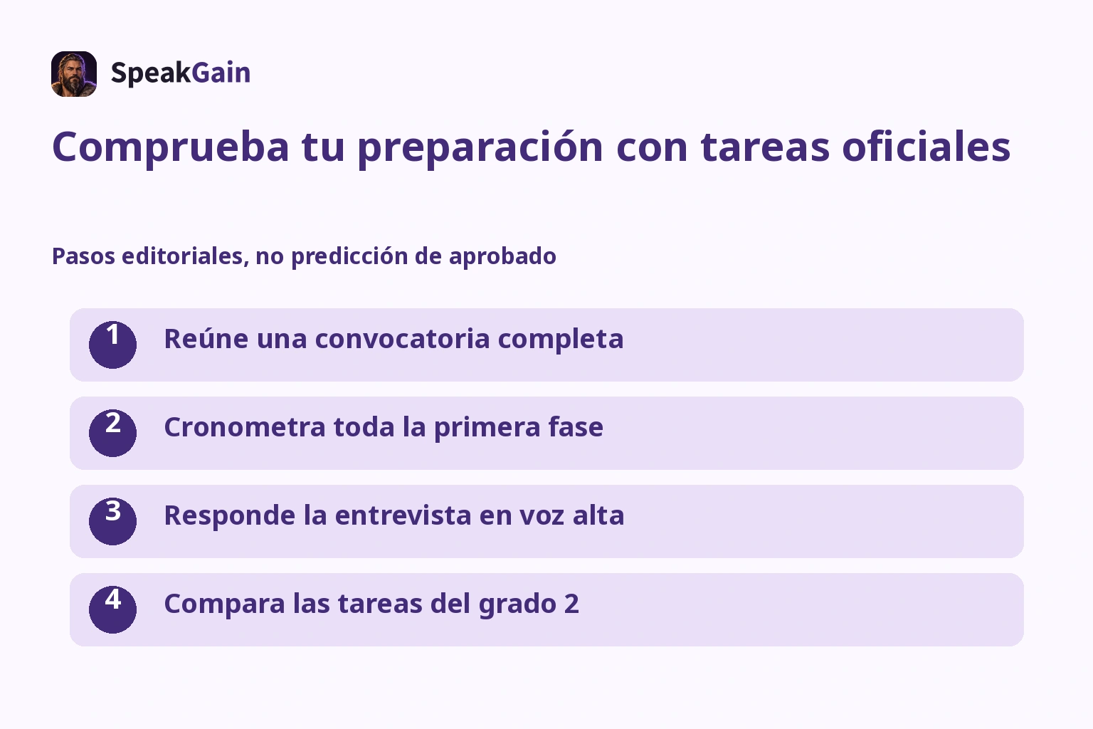 Comprueba tu preparación con tareas oficiales