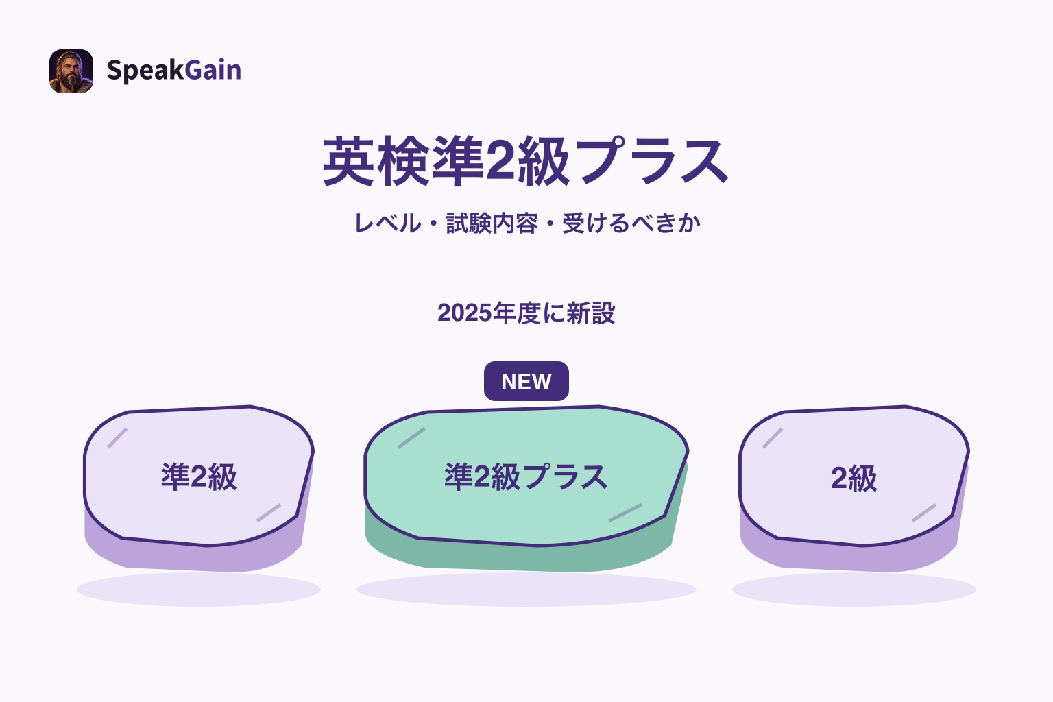 準2級・準2級プラス・2級の三つの飛び石の中央を強調した図