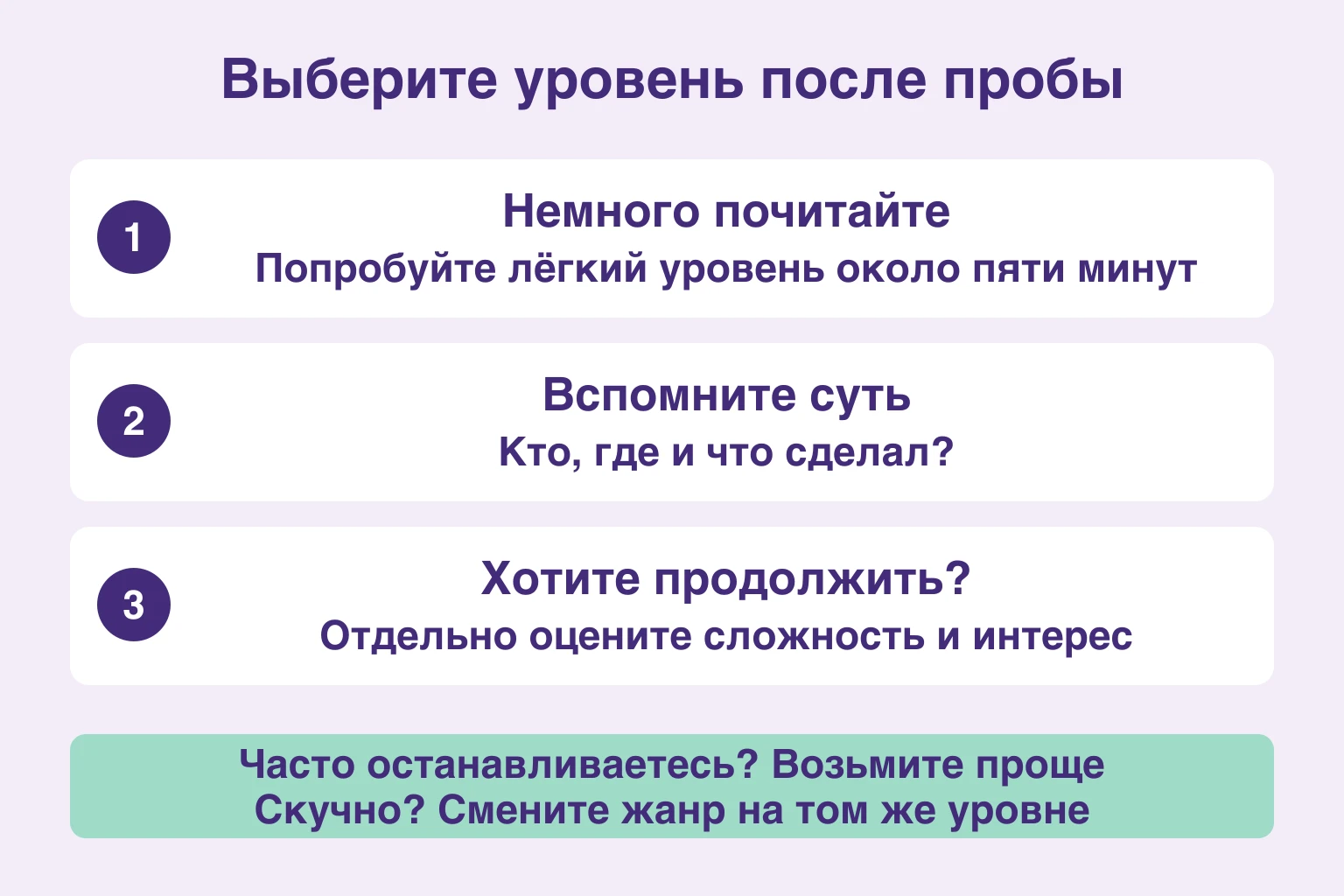 Попробуйте текст, вспомните суть и отдельно оцените сложность и интерес