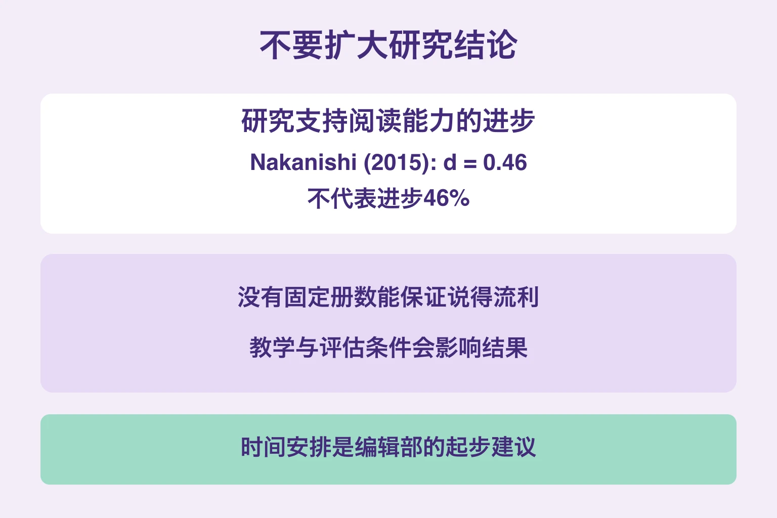 阅读提升的证据，不能转换成固定册数保证口语流利