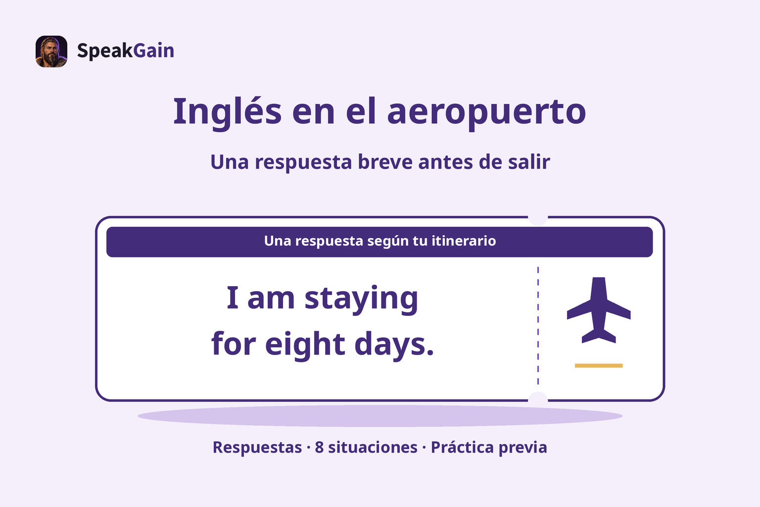 Una tarjeta de embarque ilustrada con una respuesta breve sobre una estancia de ocho días