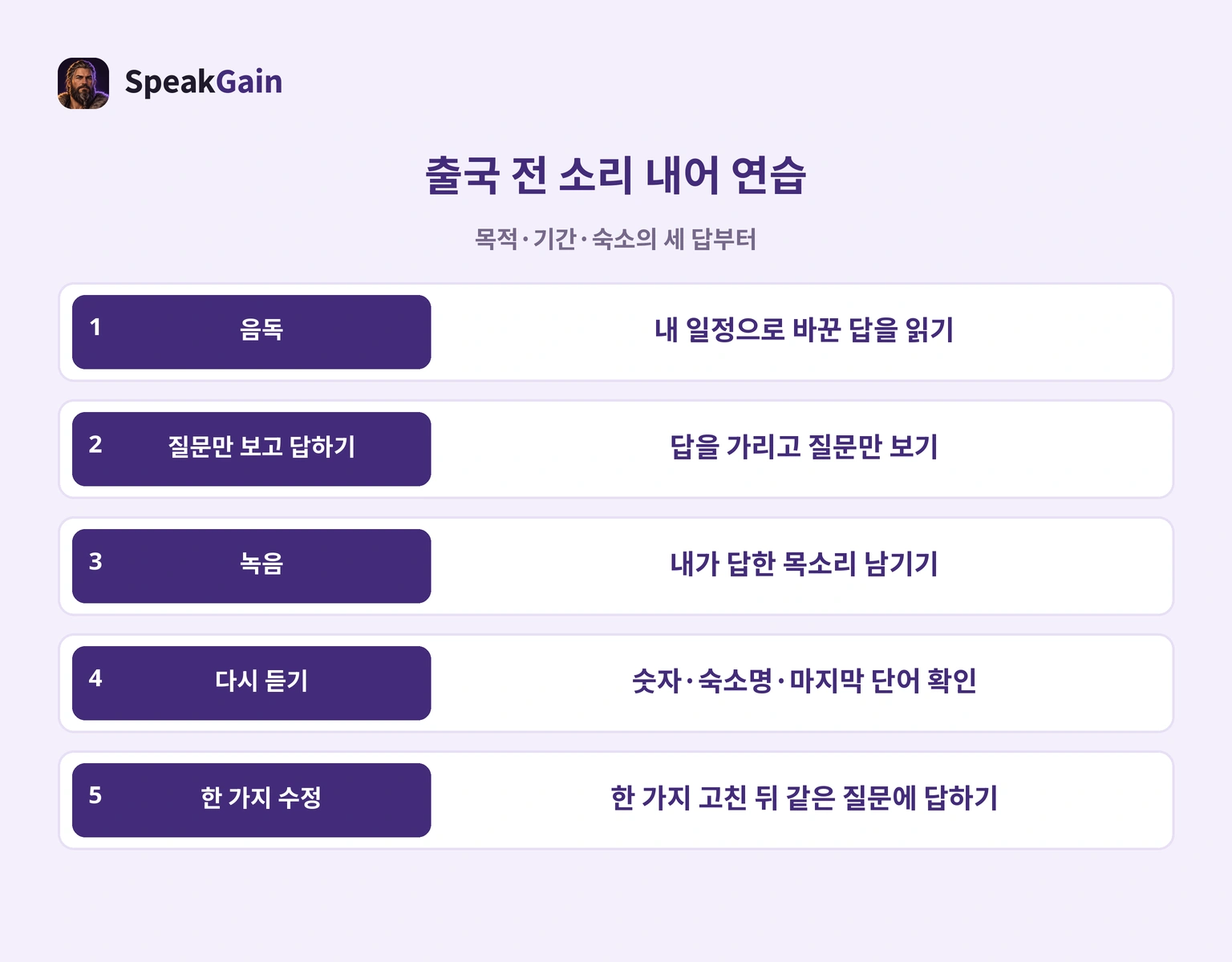 음독부터 한 가지 수정까지 다섯 단계