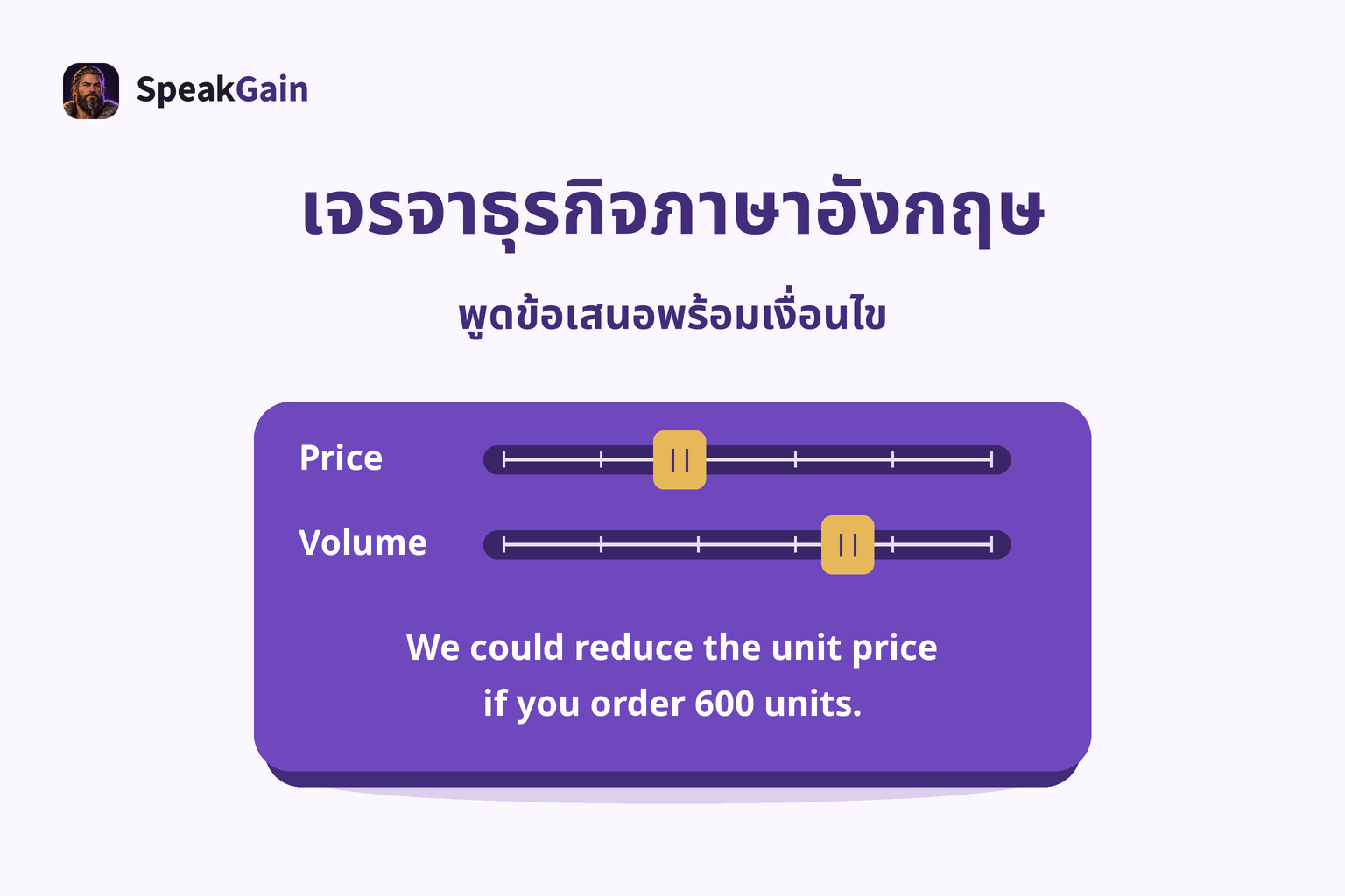 แผงตัวเลื่อนราคาและจำนวน พร้อมข้อเสนอภาษาอังกฤษที่ลดราคาต่อหน่วยเมื่อสั่ง 600 ชิ้น