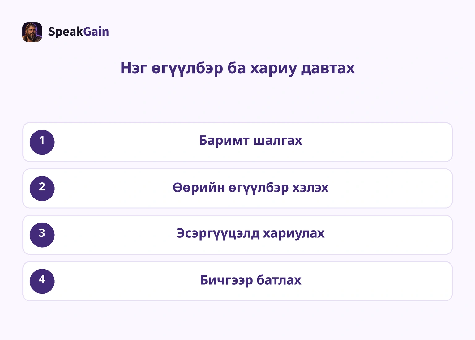 Баримт шалгах, өөрийн өгүүлбэр хэлэх, эсэргүүцэлд хариулах, бичгээр батлах дөрвөн алхам