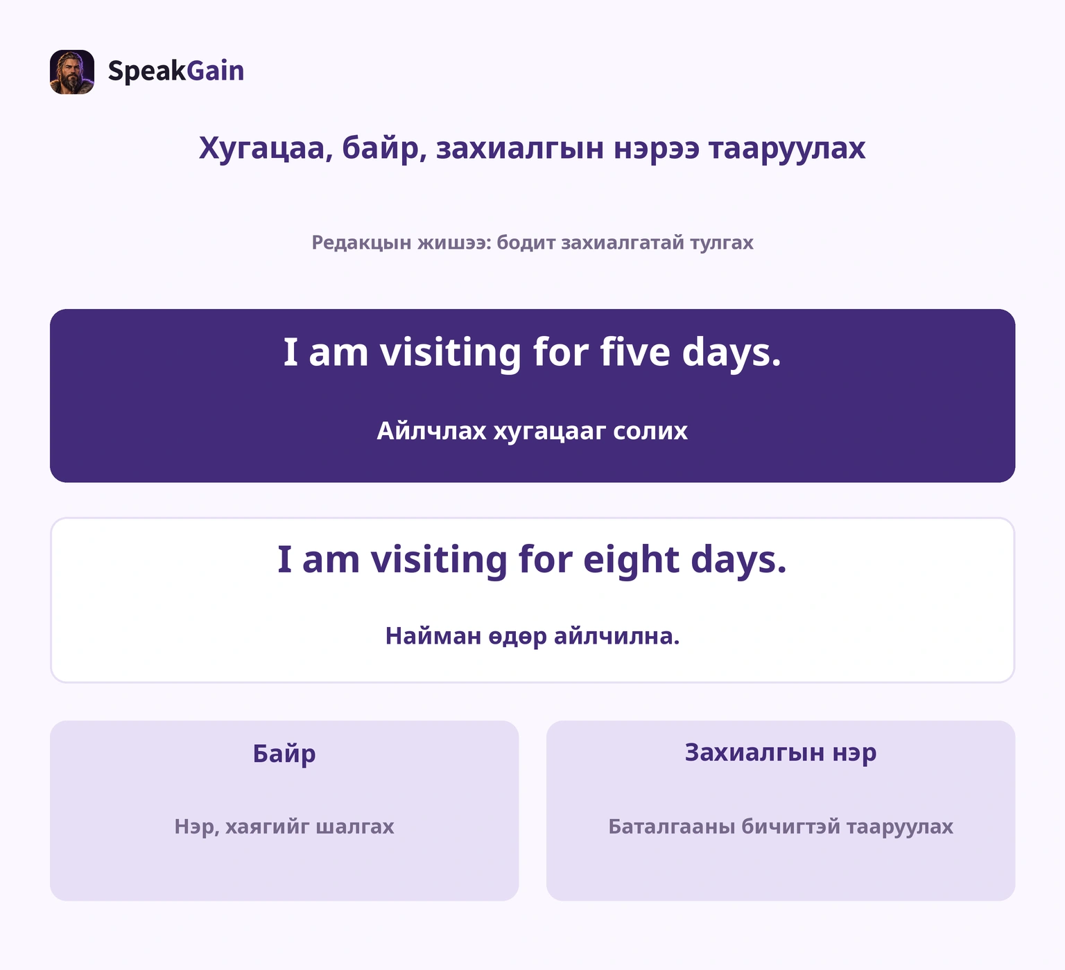 Таван өдрийг найман өдөр болгон өөрчилж, буудал ба захиалгын нэрийг шалгах жишээ