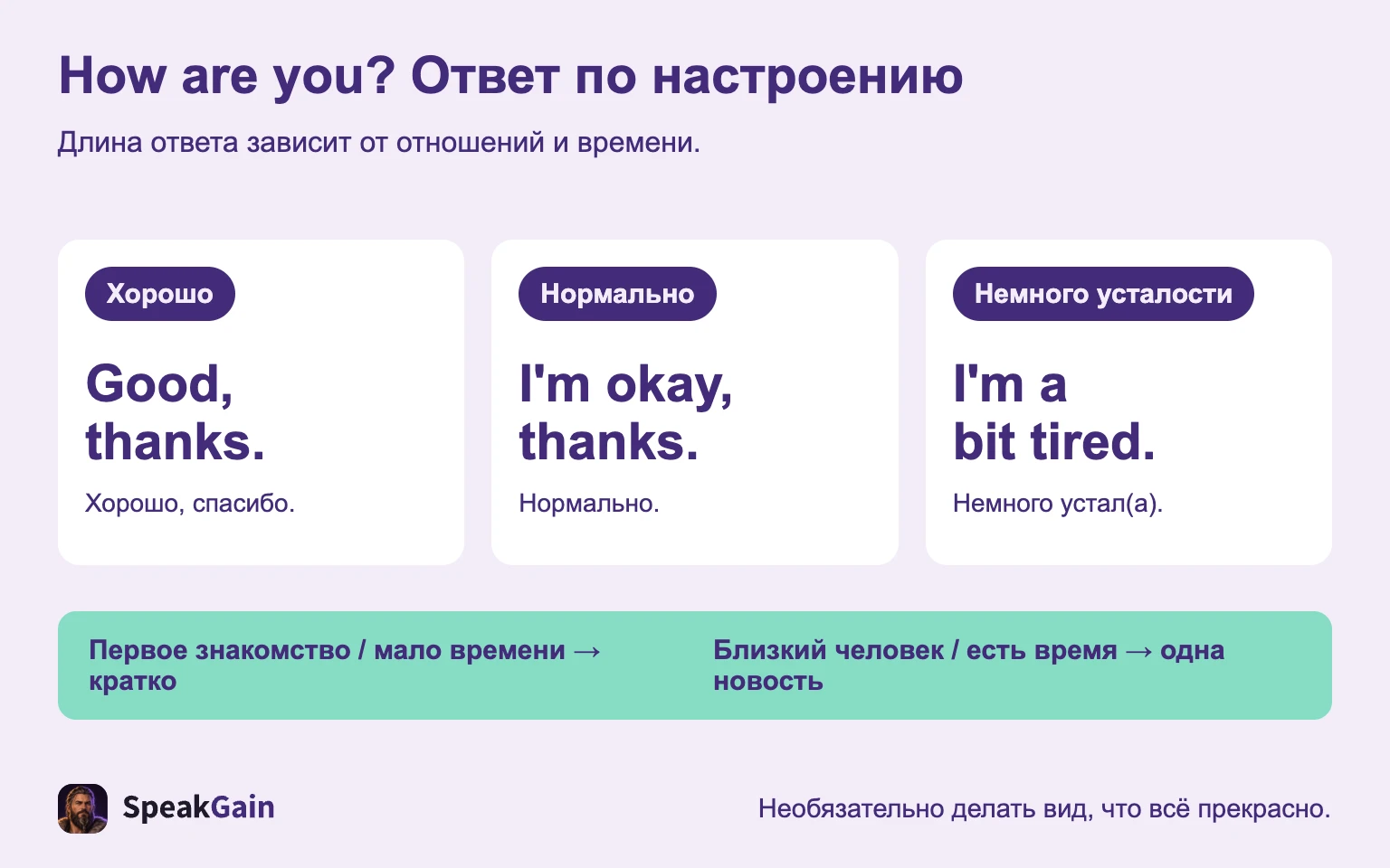 How are you? Ответ по настроению
