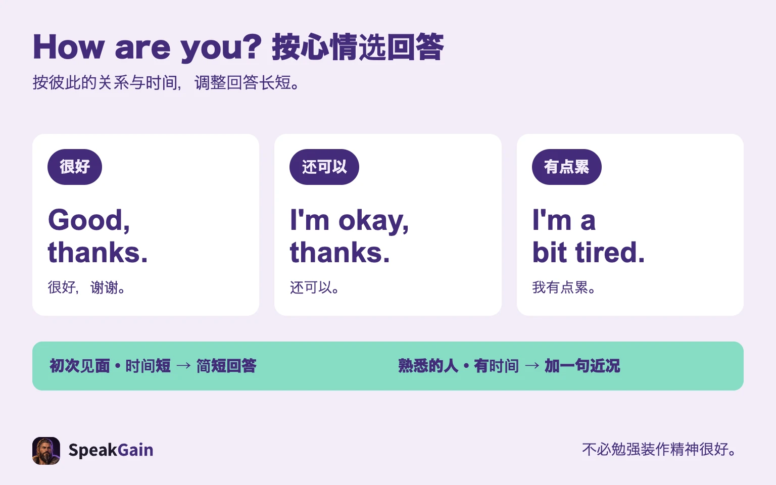 How are you? 按心情选回答