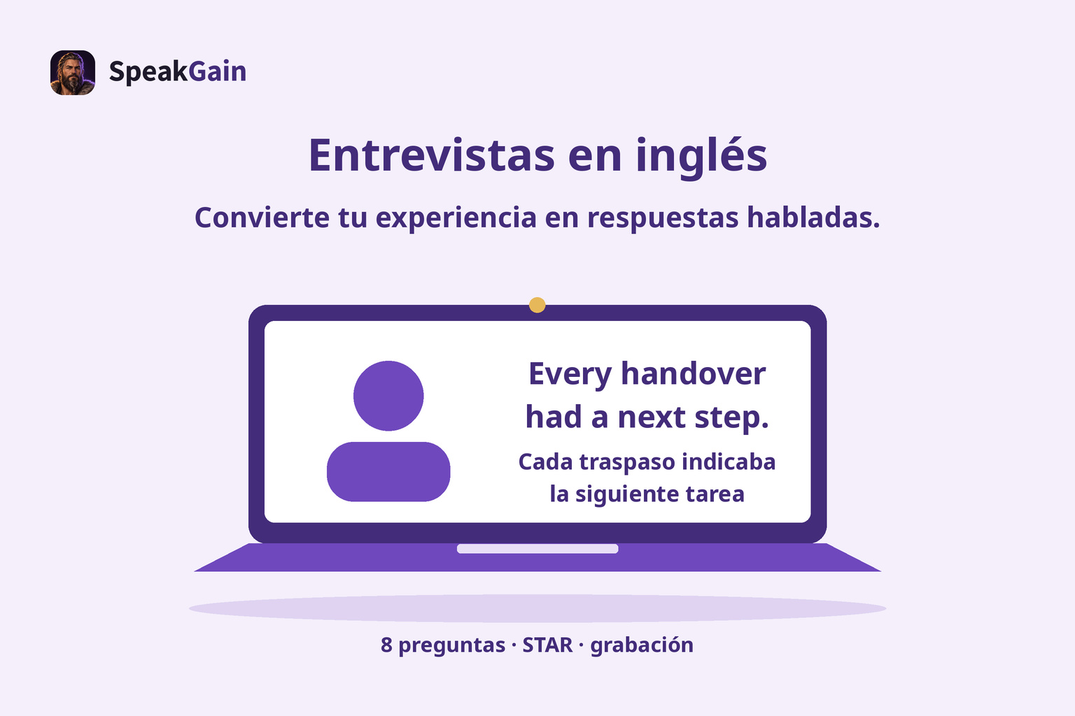 Un portátil para una entrevista en inglés con un resultado concreto: cada traspaso tenía un siguiente paso
