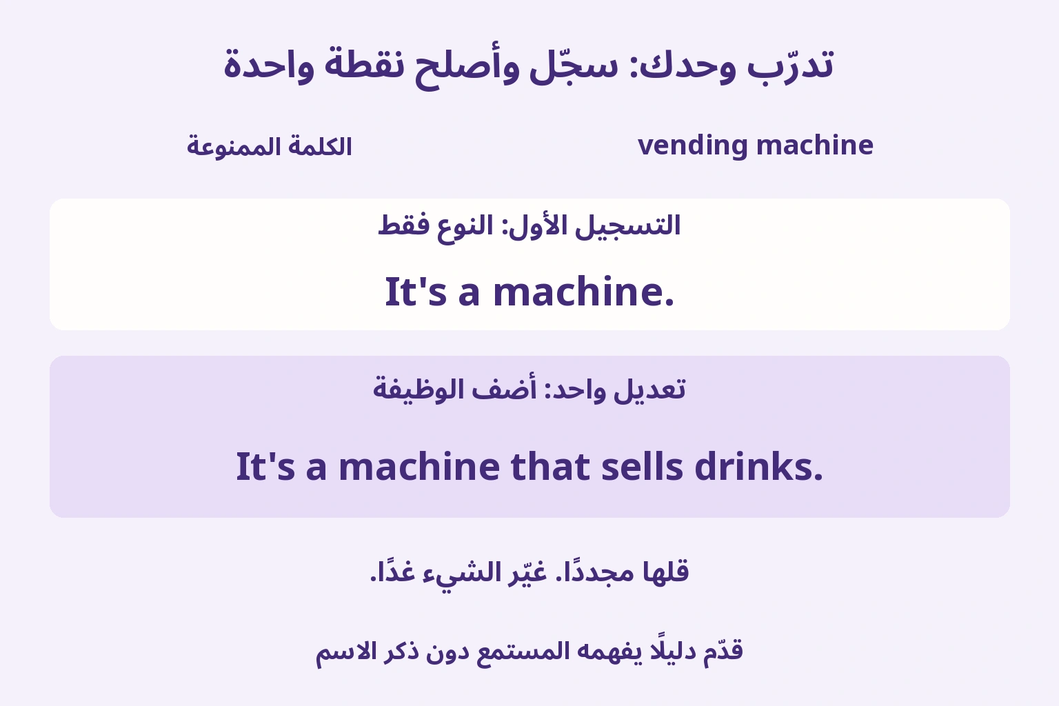 تدرّب وحدك: سجّل وأصلح نقطة واحدة