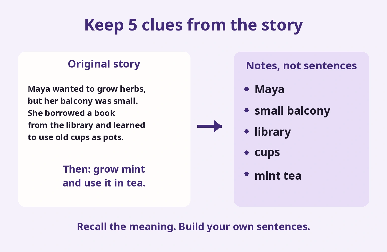 Keep 5 clues from the story
