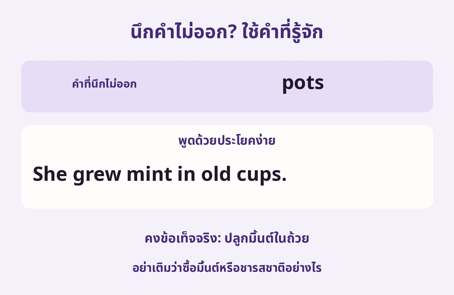 นึกคำไม่ออก? ใช้คำที่รู้จัก