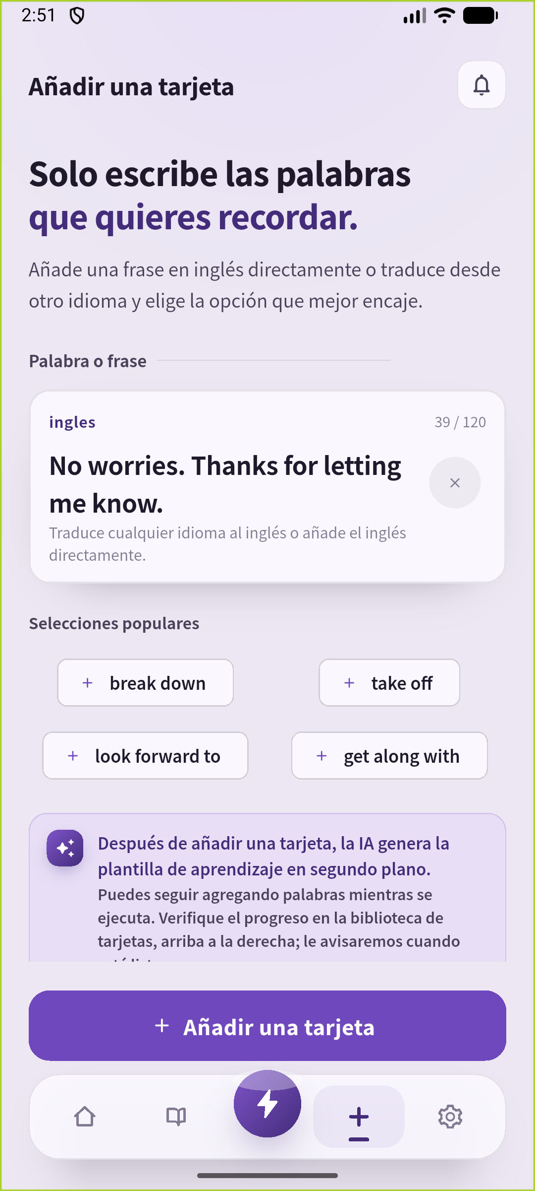 Introduce una frase completa que quieras practicar como respuesta.