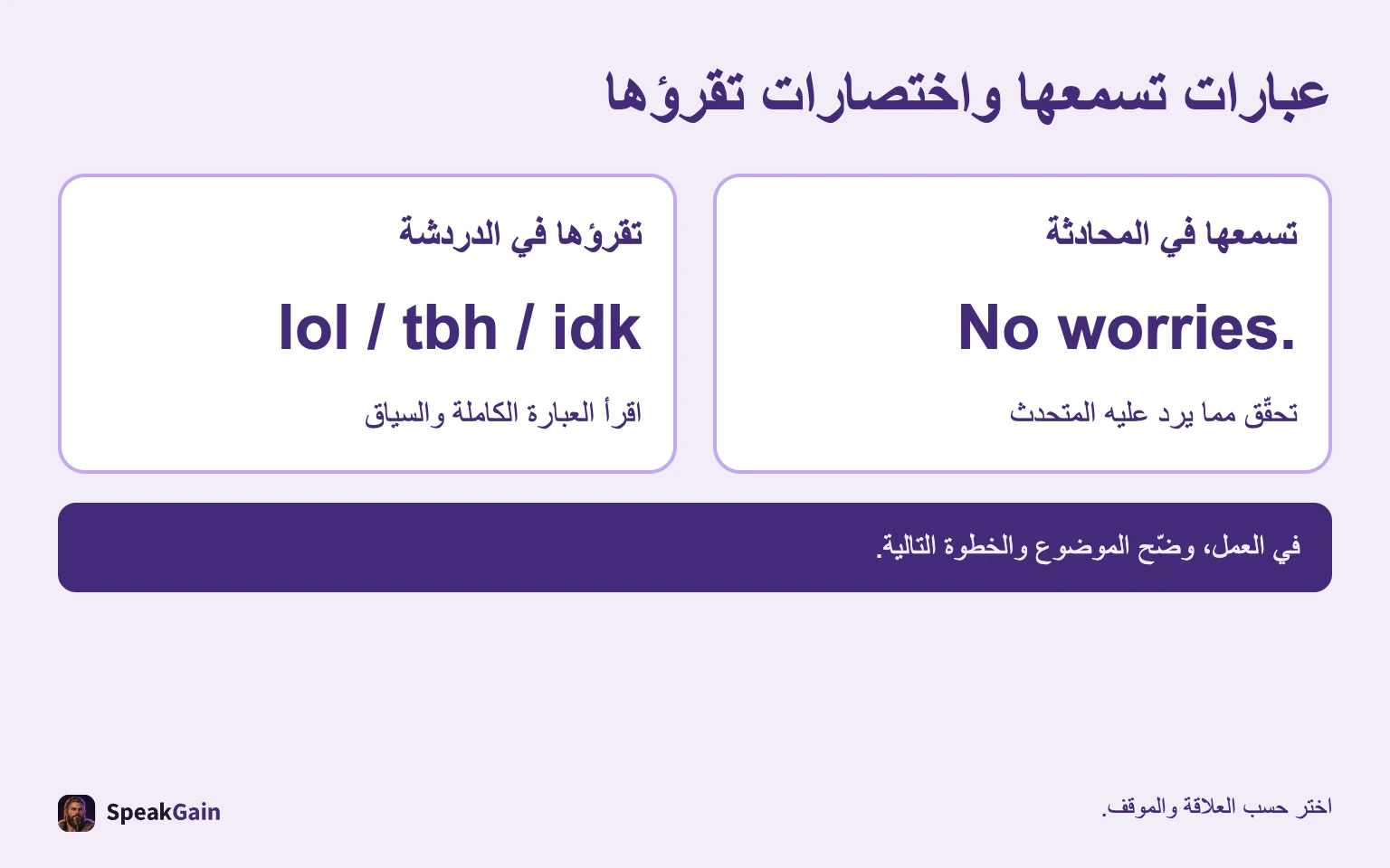 العبارات المسموعة والاختصارات المكتوبة تحتاج تدريبات مختلفة.